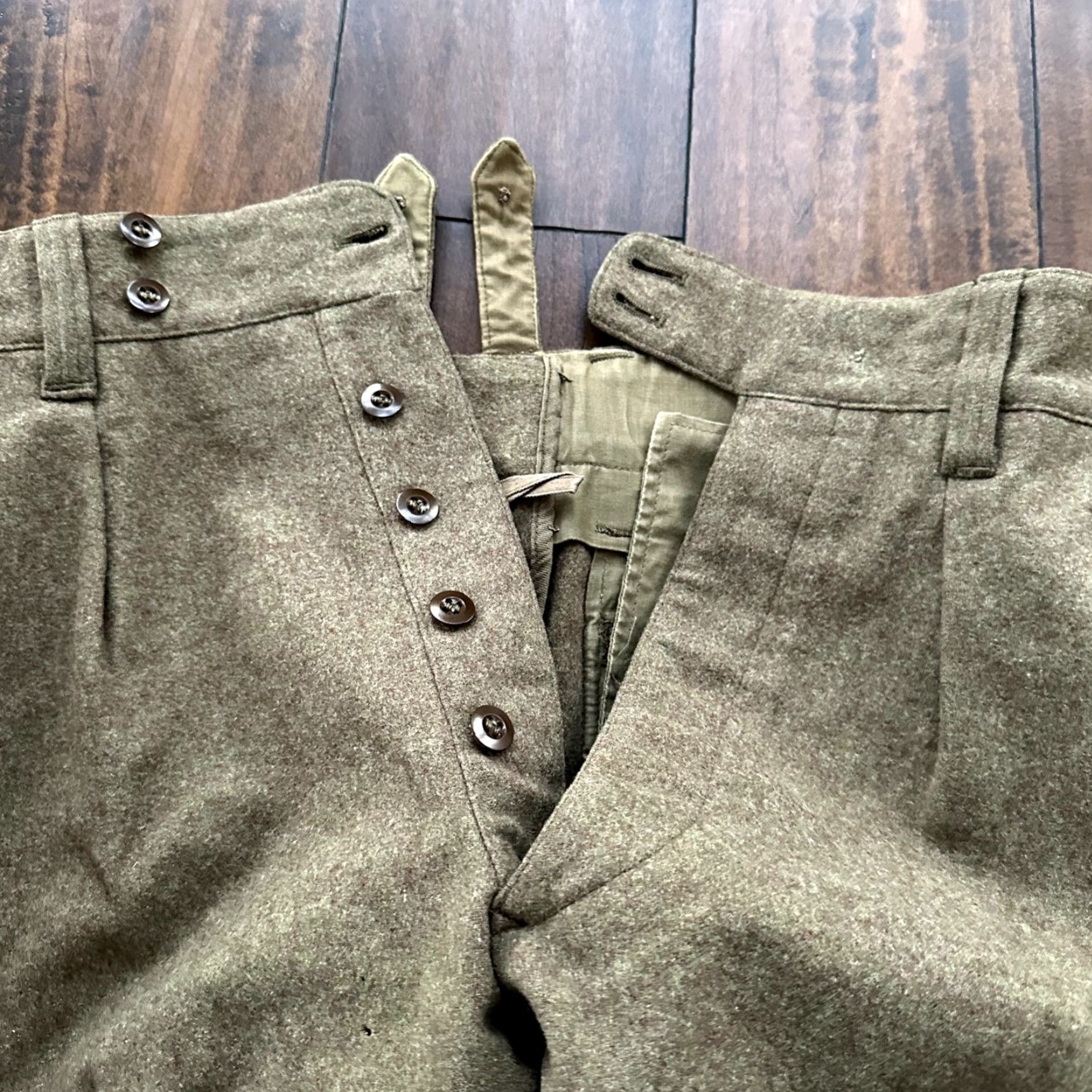 VINTAGE Sportra Arnstorf German Military Wool Cargo Pants 33x28 Green 1960s Mens