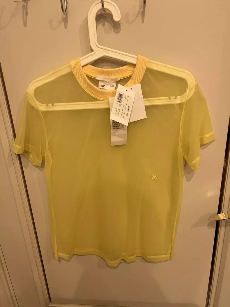 Helmut Lang HELMUT LANG Light yellow T-shirt top Size S / US 4 / IT 40 - 1 Thumbnail