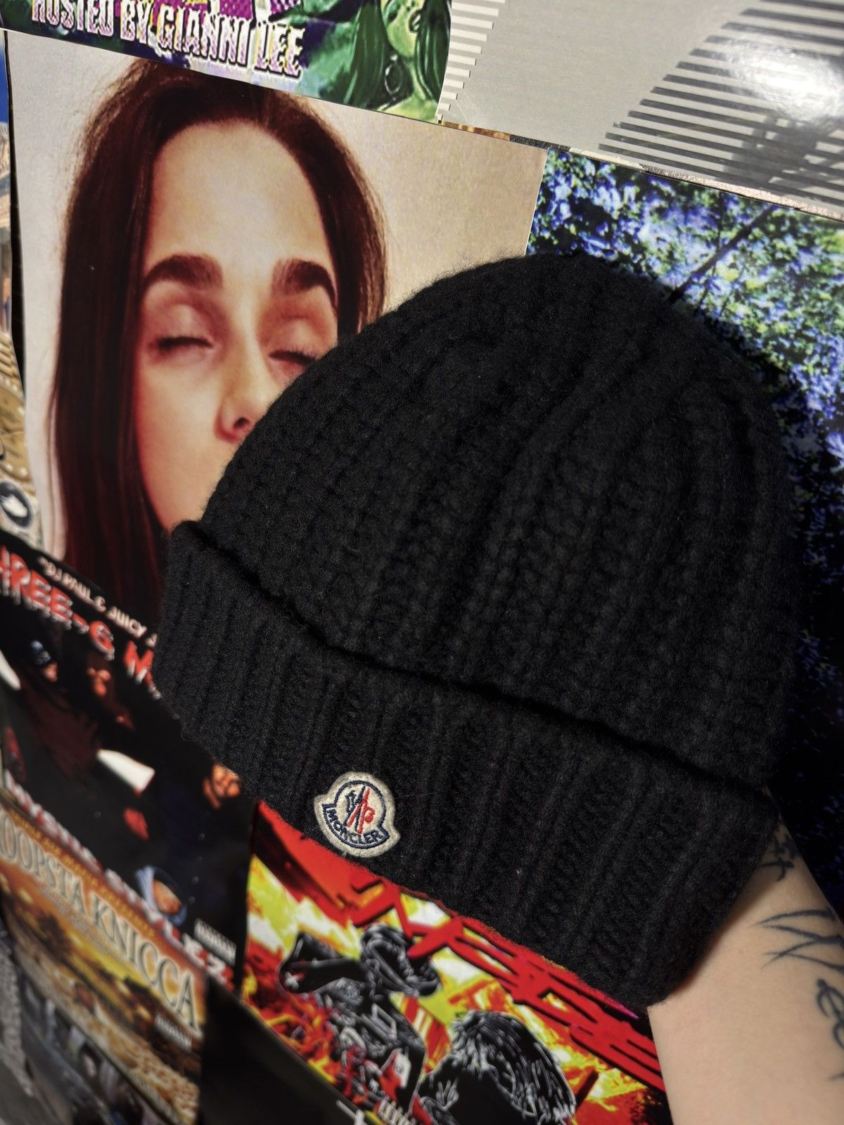 Moncler Moncler 1952 Big Logo Beanie Hat In Orange/black | Grailed