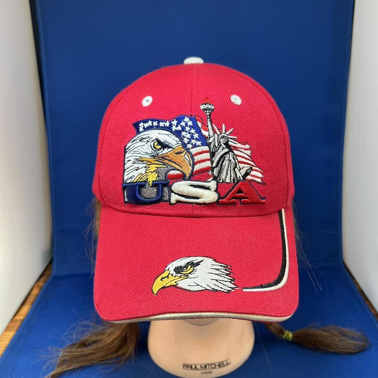 Designer Vintage Patriotic Red USA Cap with Eagle Design Size ONE SIZE - 1 Thumbnail