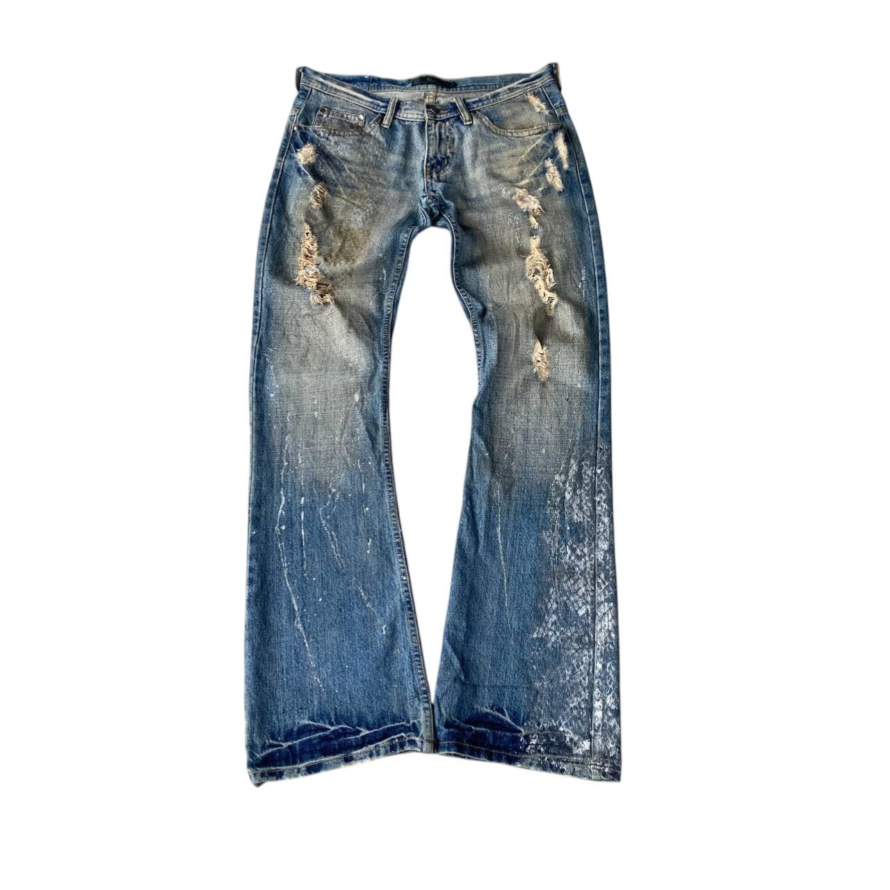 Japanese Brand FLARE Midas Japan "Gimmick" Distressed Grunge Cyber Punk Size US 29 - 1 Thumbnail