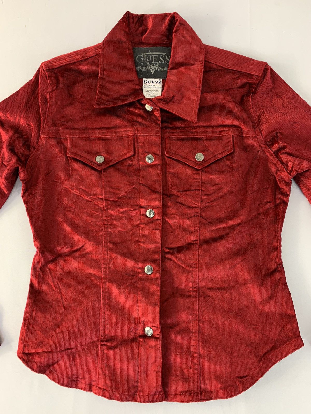 Guess Hype 90s Guess Usa Red Corduroy Glamorous Shirt Western Day Size S / US 4 / IT 40 - 2 Thumbnail