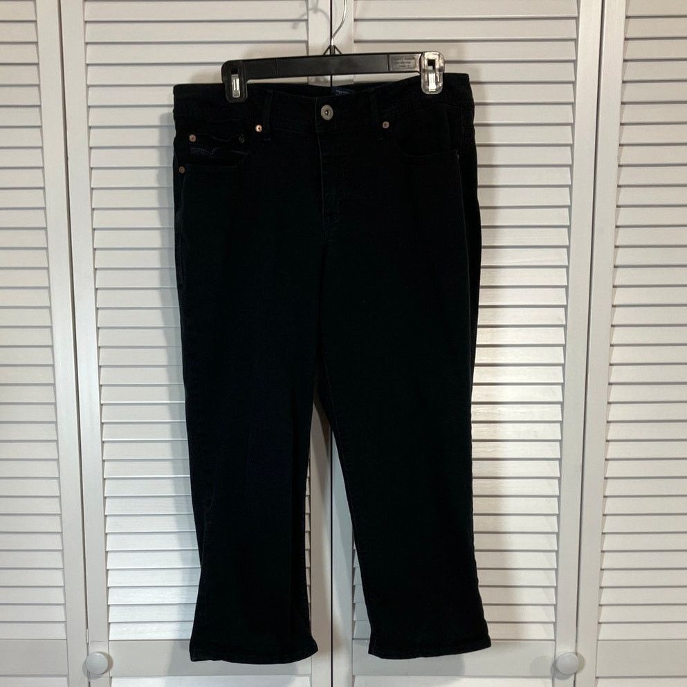 Faded Glory Faded Glory Black Denim High Rise Straight Capri Jeans 12 Size 34" / US 12 / IT 48 - 1 Thumbnail