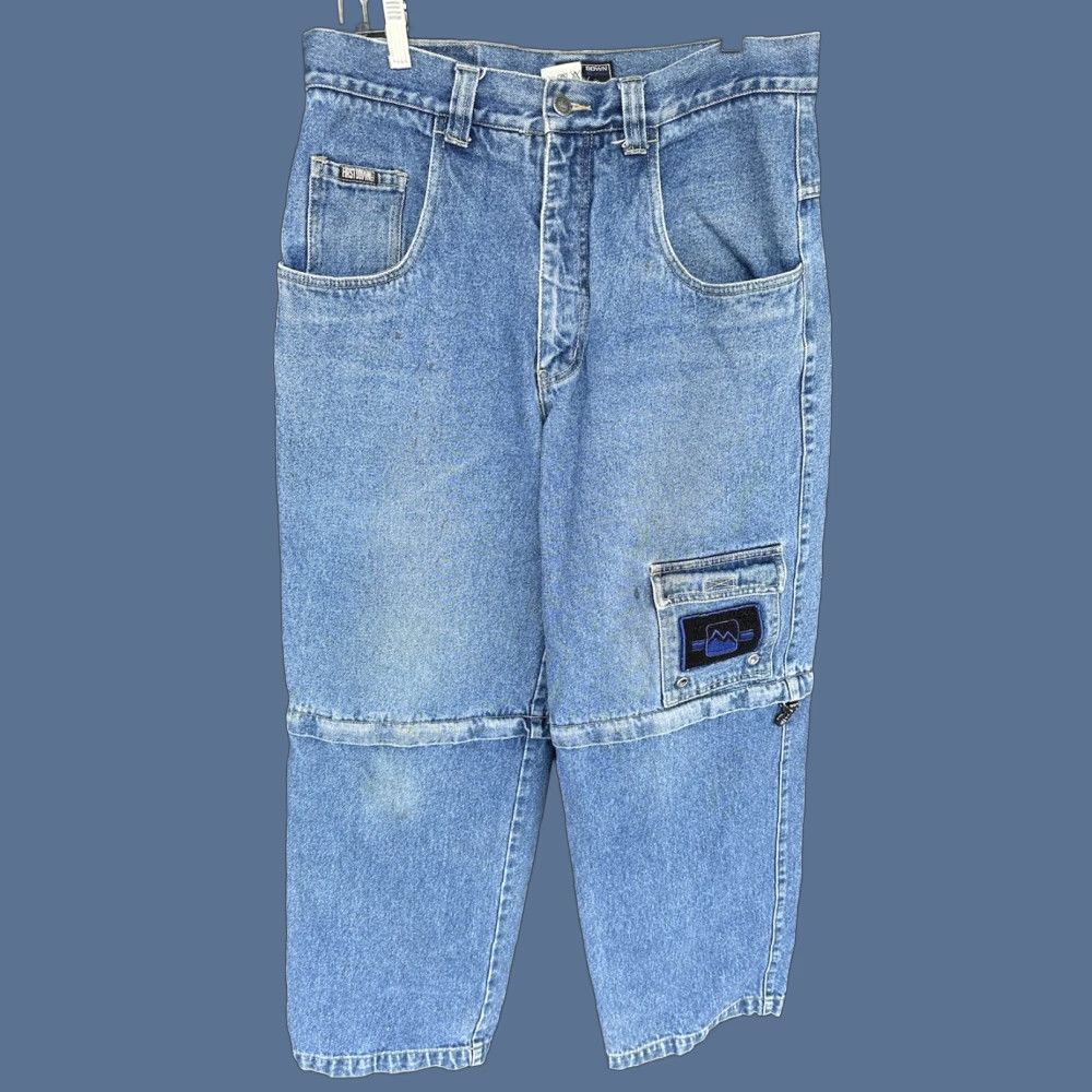 VINTAGE First Down Jeans Mens 32 Blue Denim Baggy 90s Skate Convertible Wide-Leg Mens
