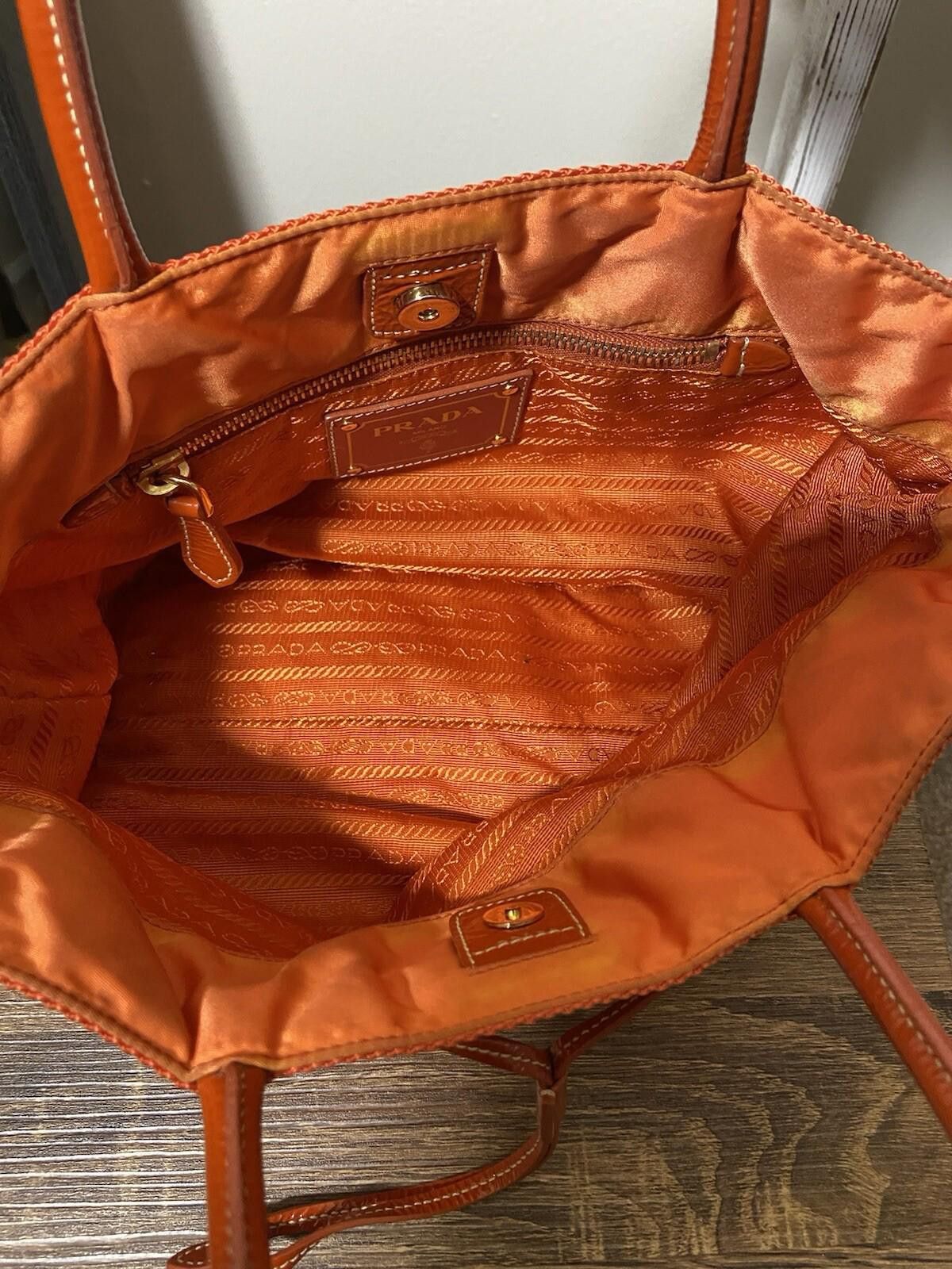 Prada Prada red patent leather orange nylon small hand tote bag Size ONE SIZE - 6 Thumbnail