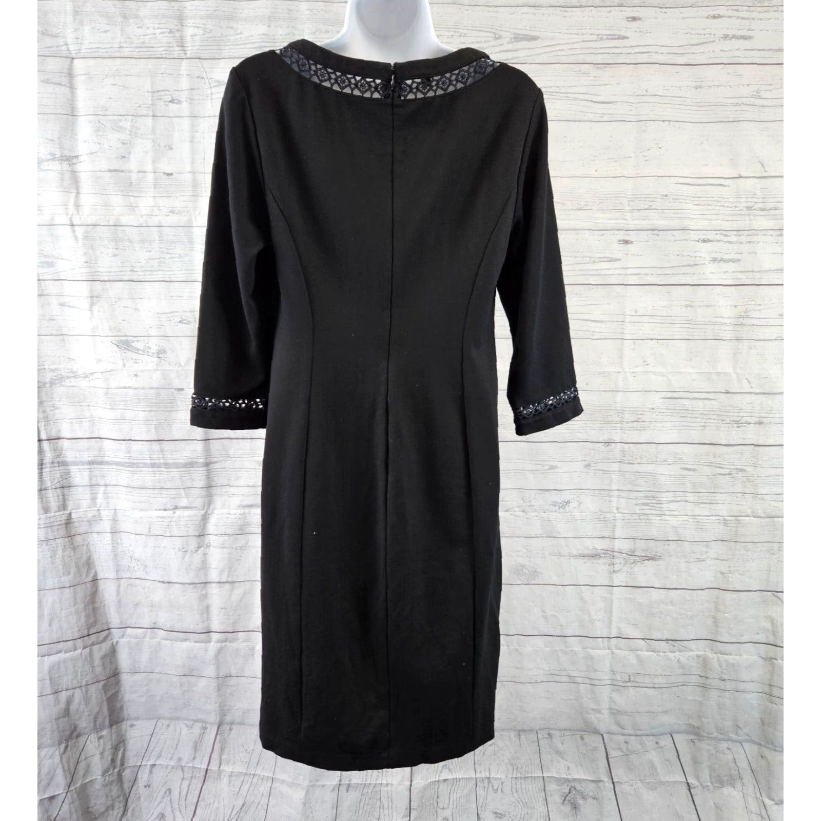 Talbots Womens Ponte Knit Dress Sz 4 Solid Black 3/4 Sleeve -  sinaigenomichealth.com