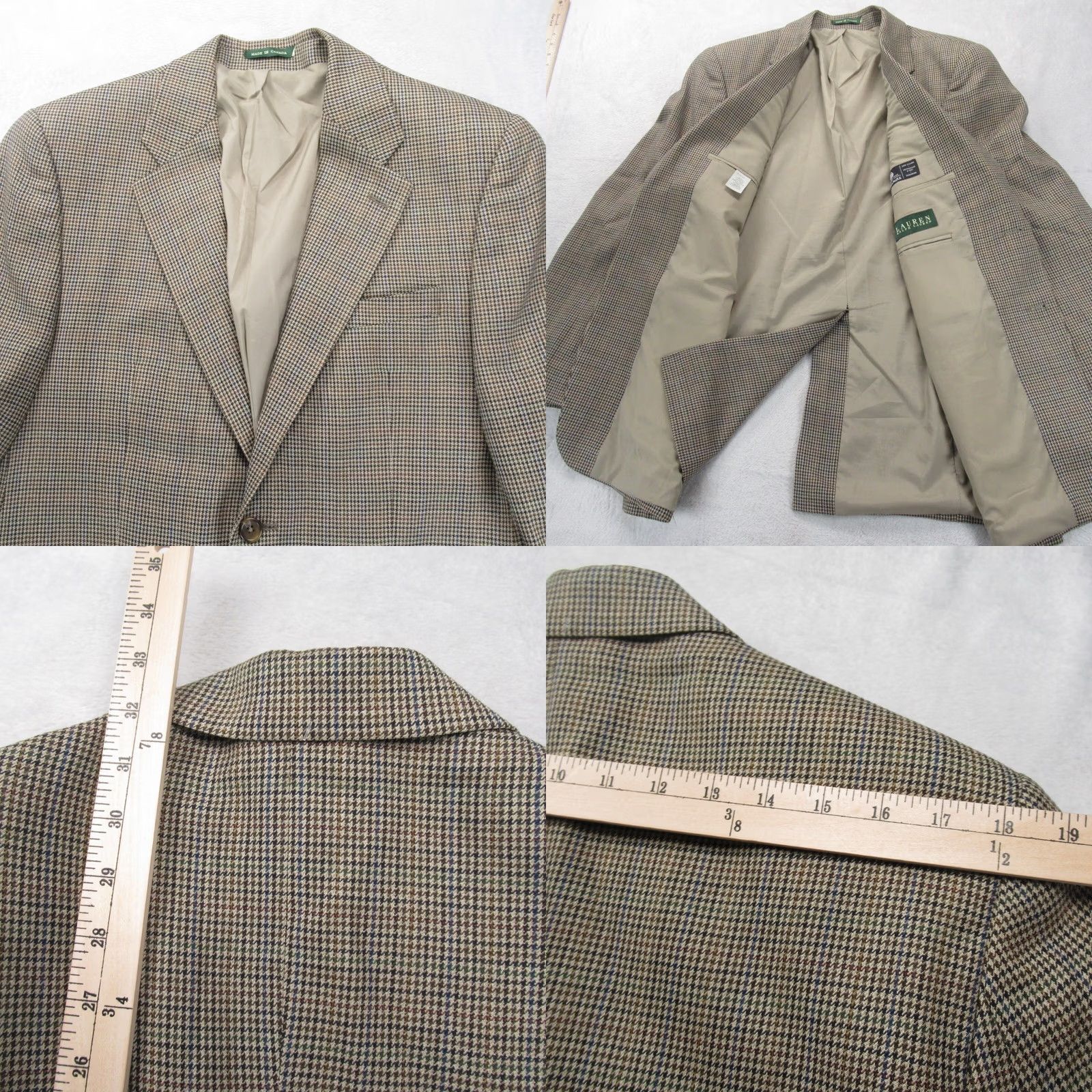 Ralph Lauren Lauren Ralph Lauren Wool Blazer Mens 40R Brown Houndstooth 2 Button Single Vent Blazer Size 40R - 8 Thumbnail