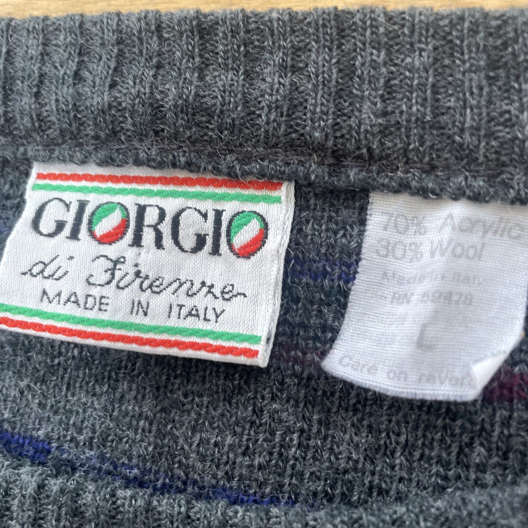 Vintage VINTAGE Giorgio Di Firenze Geometric Wool Sweater Men L Gray Knit 90s Capsule Pullover Size US L / EU 52-54 / 3 - 6 Thumbnail
