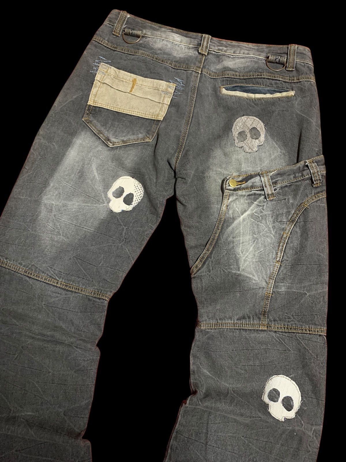 Japanese Brand vintage bondage punk skull head waist half back front Denim Size US 37 - 18 Thumbnail
