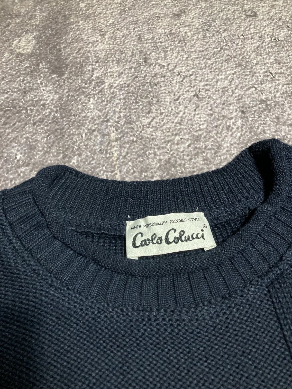 Carlo Colucci Vintage 90s Carlo Colucci Bear Navy Knit Sweater Size 48 Size US L / EU 52-54 / 3 - 4 Thumbnail