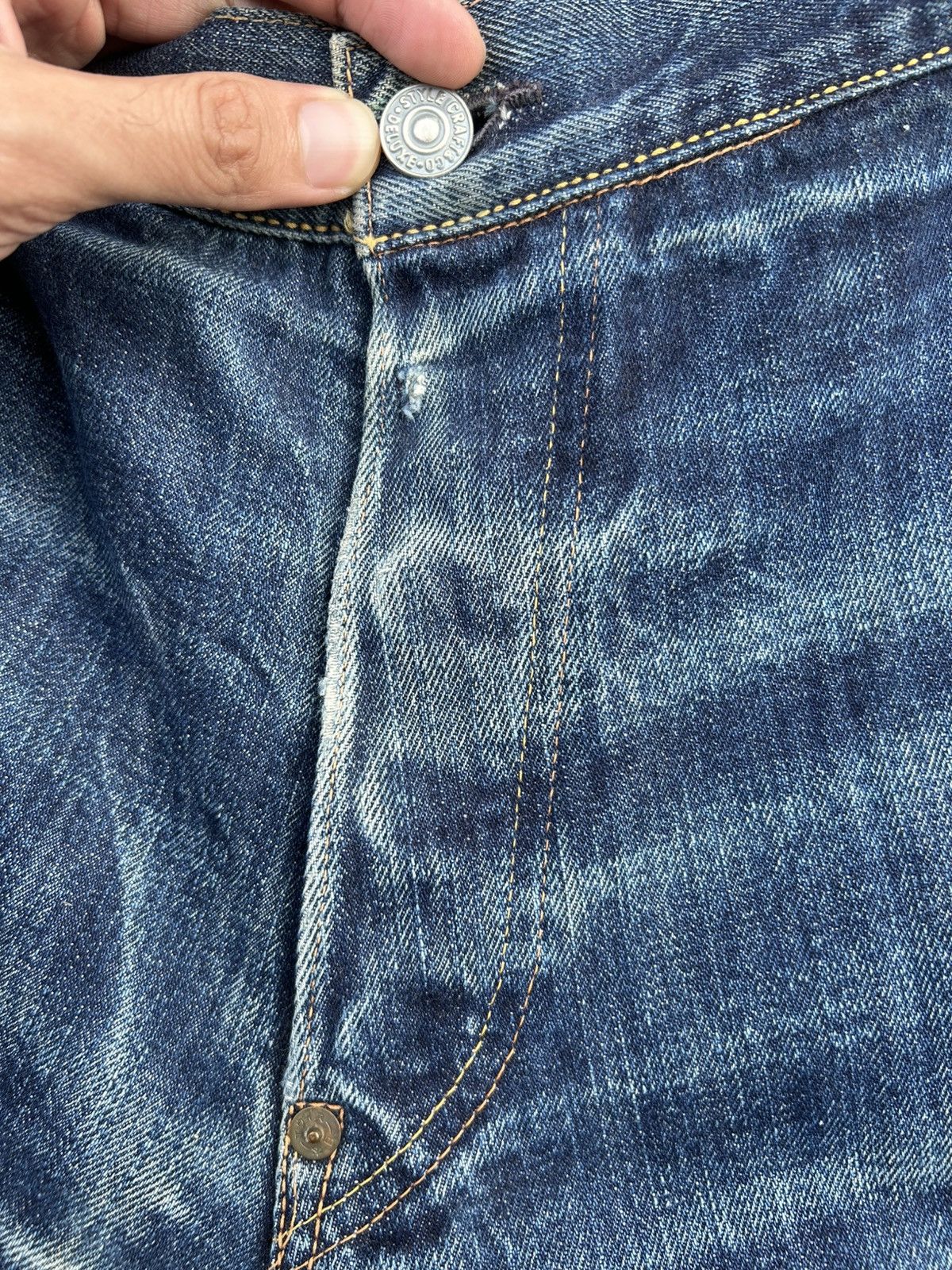 Kapital Thrashed Vintage Evisu Selvedge No1 Special Denim Jeans Size US 37 - 3 Thumbnail