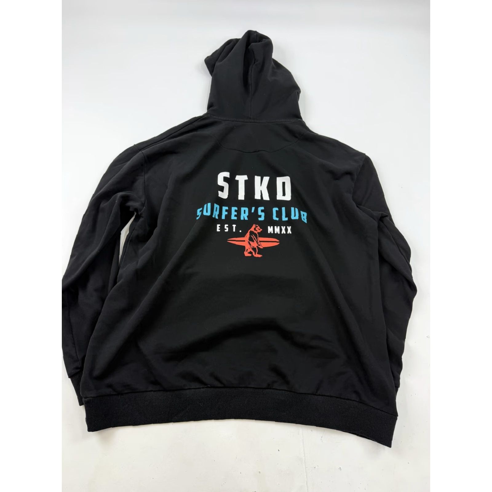 Vintage STKD Hoodie Men's 2XL Black Surfer's Club Graphic Fleece Pullover Sweatshirt Shirt Pullover Mens Graphic Print Size US XXL / EU 58 / 5 - 6 Thumbnail