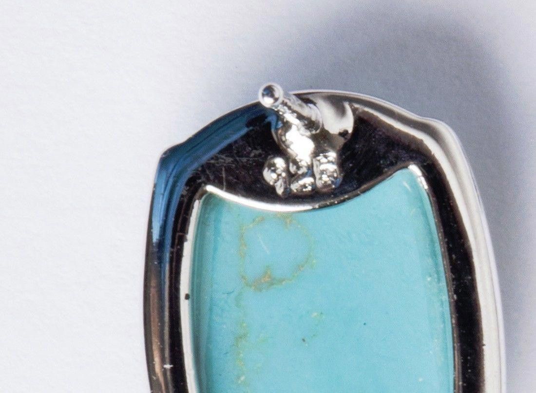 Designer Sterling Silver Oval Turquoise Cabochon Earrings Size ONE SIZE - 4 Thumbnail