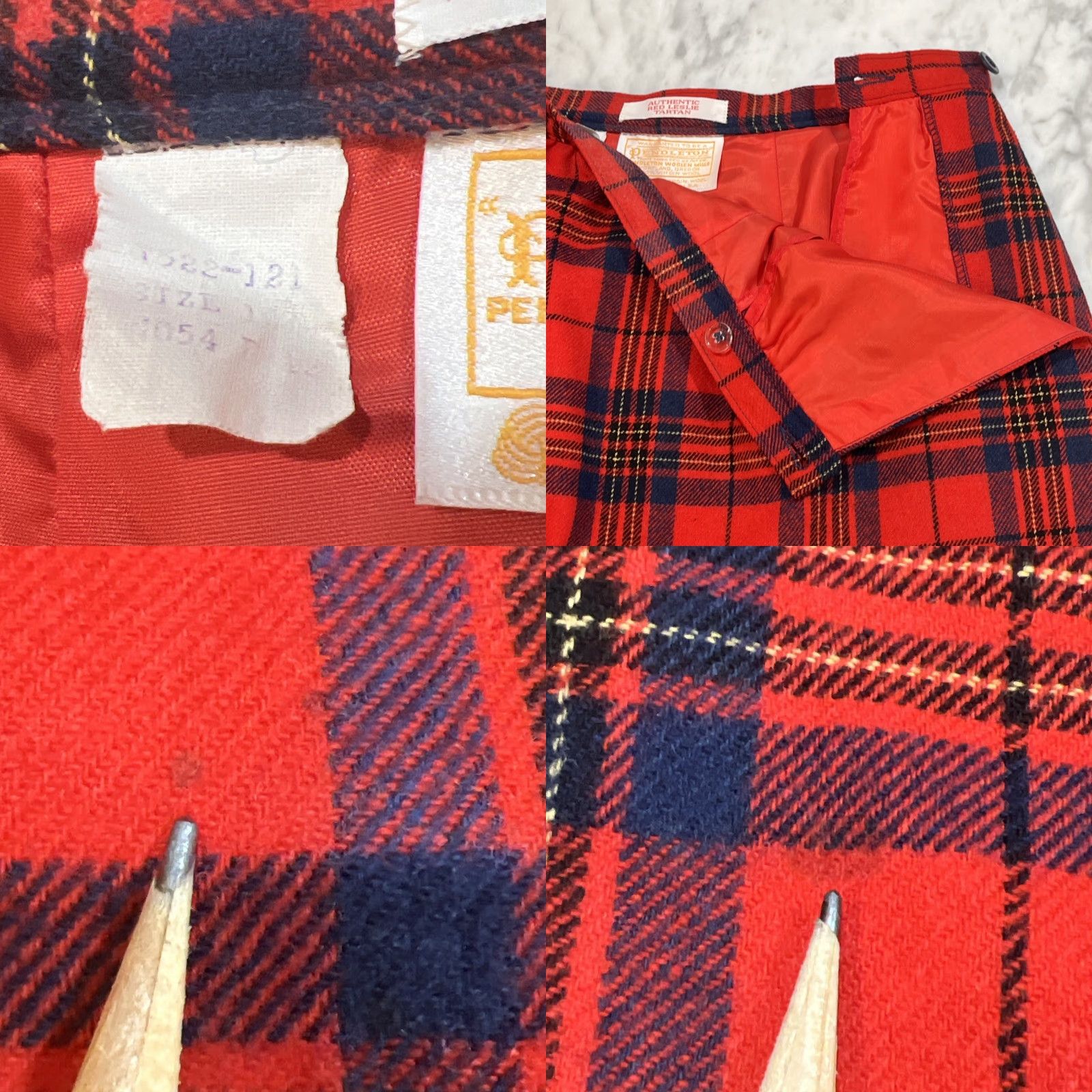 Pendleton VINTAGE Pendleton Wool Skirt Size 10 Women A-Line Knee Length Plaid Red USA Made Leslie Tartan USA Pattern Wool Lined Side Zip Size 32" / US 10 / IT 46 - 9 Thumbnail
