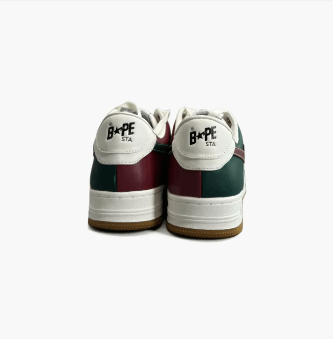 Bape A Bathing Ape Bapesta Low White Green Red Sneakers Size US 12 / EU 45 - 4 Thumbnail