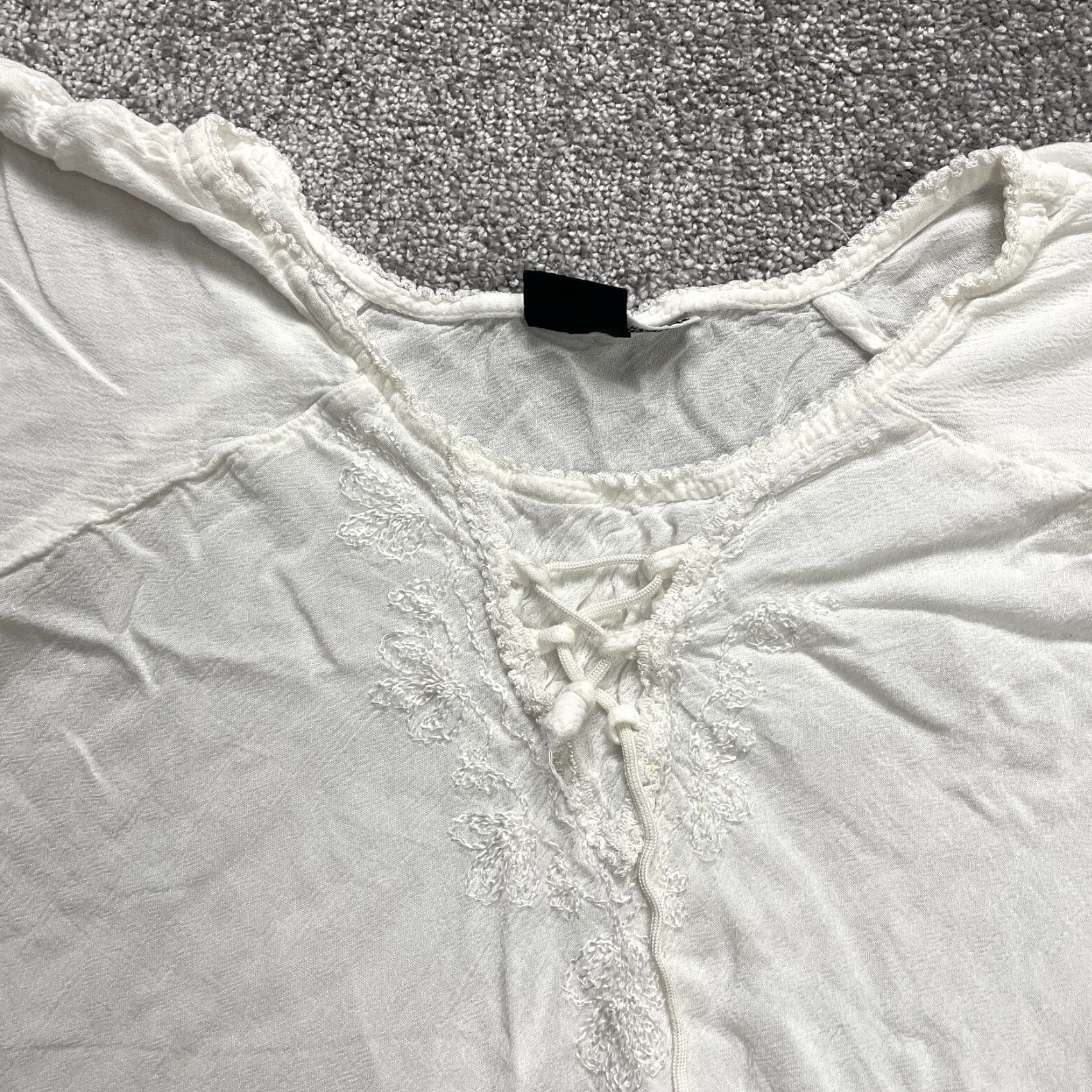 Vintage S.R. Fashion Dress Womens Small White Floral Embroidered Knee  Length A-Line Round Neck Short Sleeve | Grailed