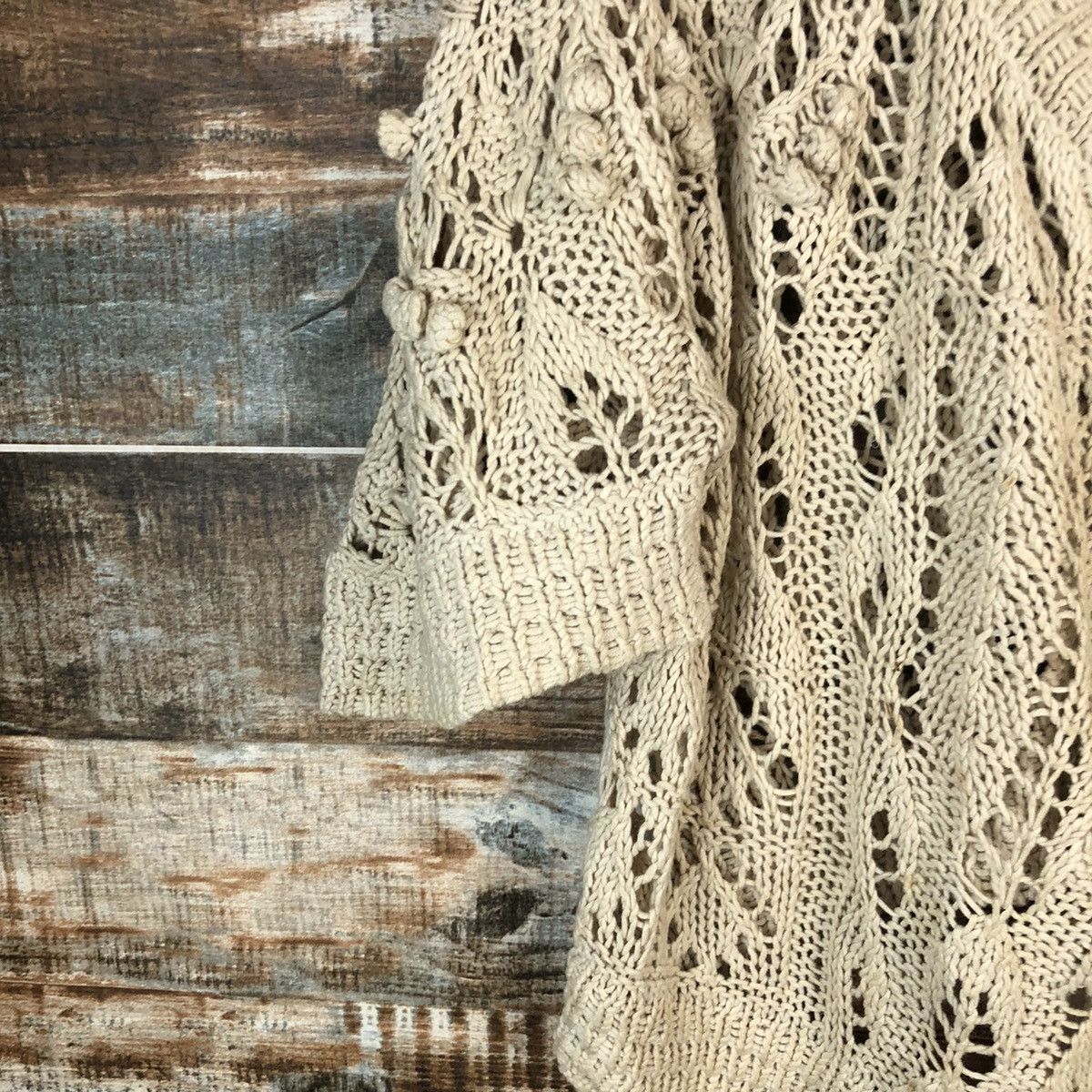 Japanese Brand Saburoku Cream Cardigan Knitwear #A1478 Size M / US 6-8 / IT 42-44 - 7 Thumbnail