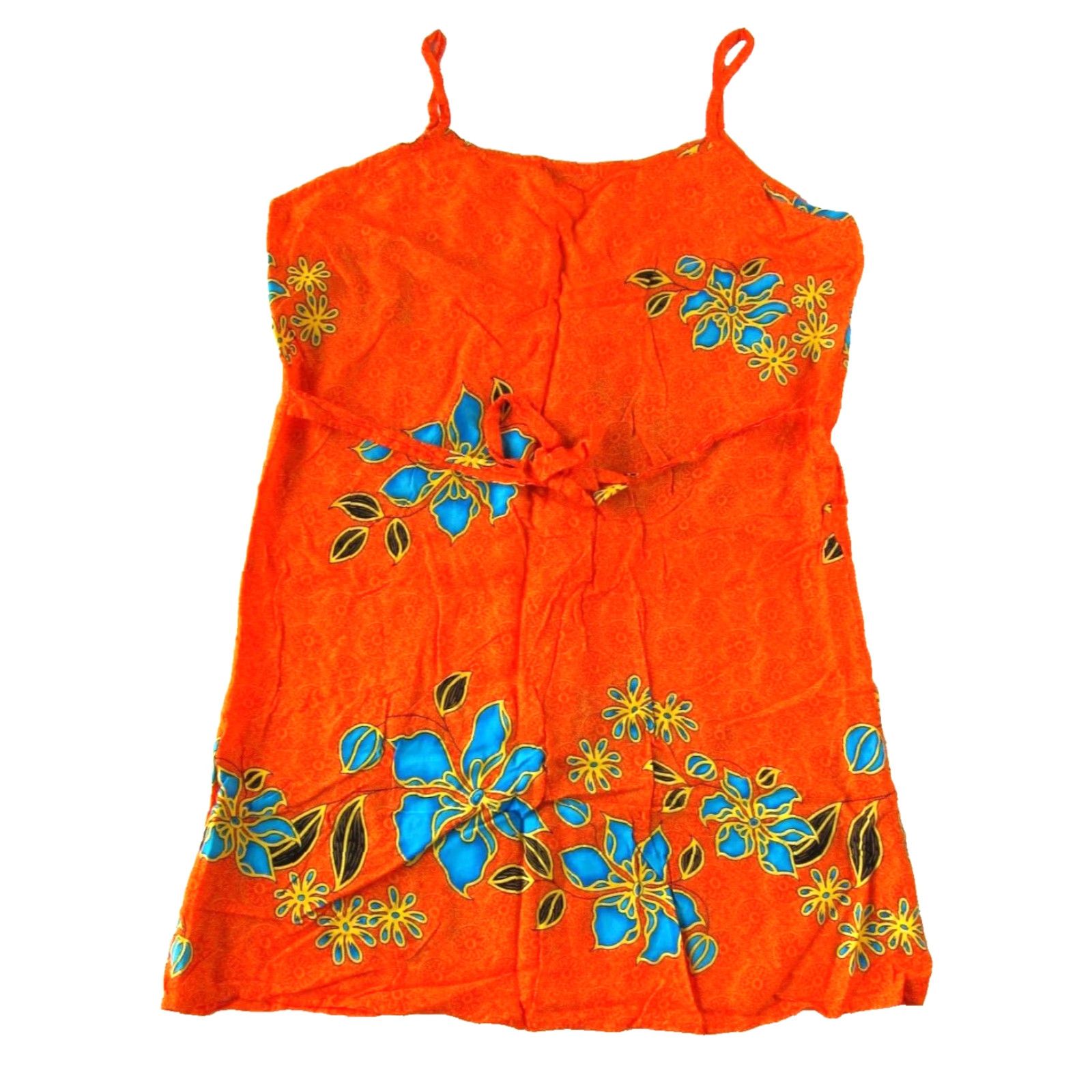 Vintage Vintage Aloha Batik 100% Rayon Orange Blue Hawaiian Floral Tank Dress S-M Womens Size S / US 4 / IT 40 - 2 Thumbnail