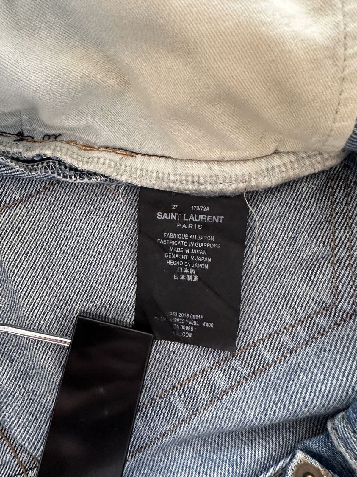 Saint Laurent Paris SS16 D10 Blue Jeans Knee Rip Mid Waist Size US 27 - 10 Thumbnail