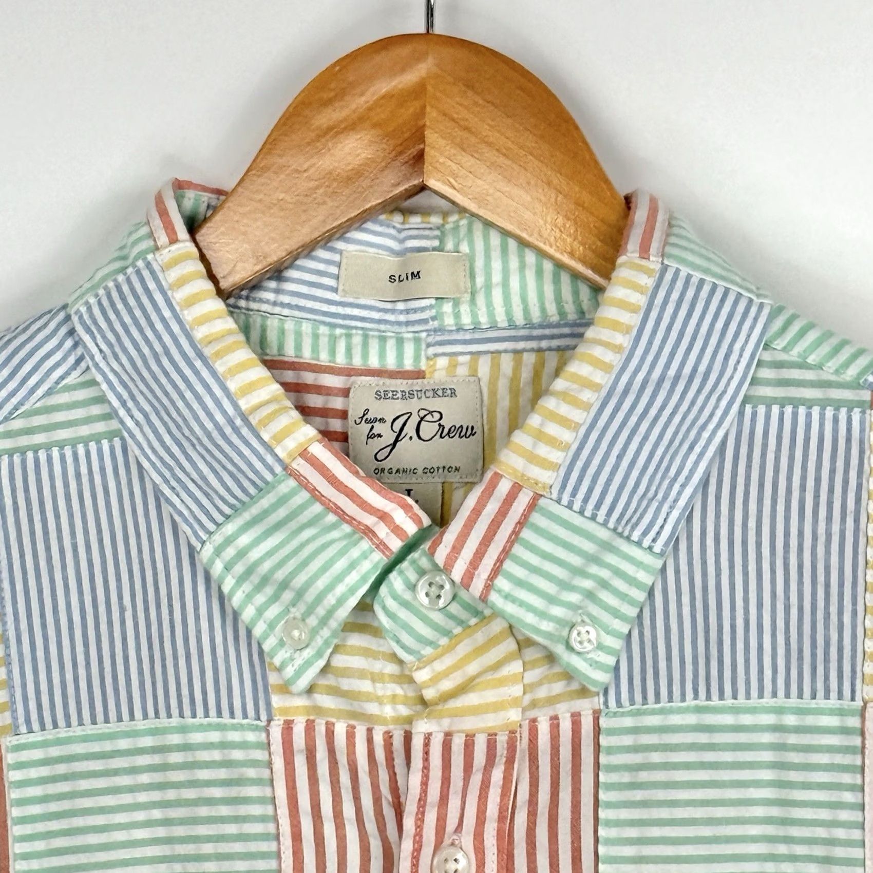 J.Crew J.CREW Seersucker Shirt Mens L Slim Plaid Patchwork Short Sleeve Button Down Size US L / EU 52-54 / 3 - 4 Thumbnail