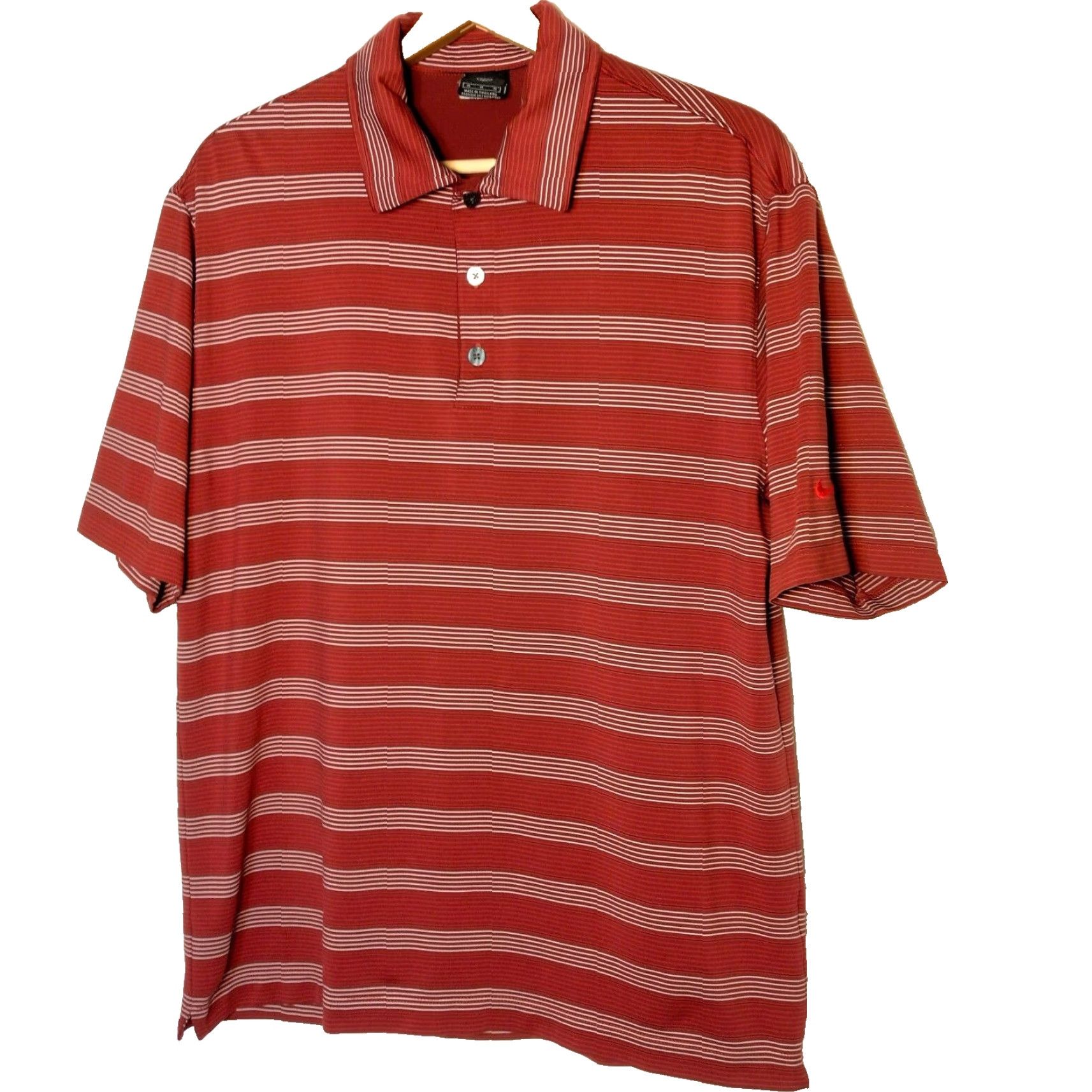 Nike VINTAGE Nike Golf Dri Fit UV Polo Shirt Striped Short Sleeve Maroon White Nike Golf Men M Regular Size Polyester Stretch UV Protection Size US M / EU 48-50 / 2 - 2 Thumbnail