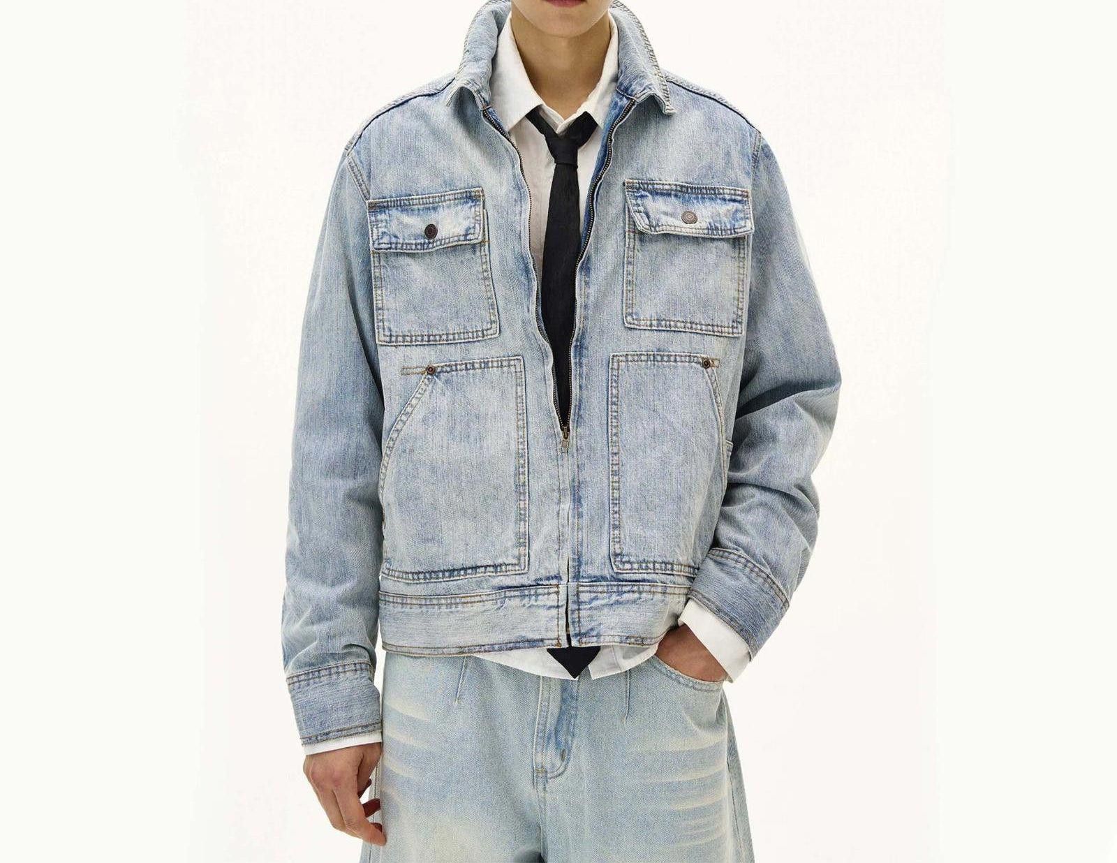 Other Multi-Pocket Washed Blue Denim Lapel Jacket | Light Wash Size US M / EU 48-50 / 2 - 2 Thumbnail