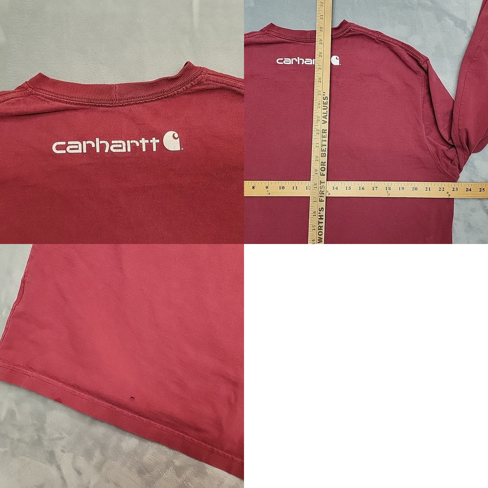 Carhartt Carhartt Shirt Men L Red Original Fit Crewneck Long Sleeve Spellout Work TEE Size US L / EU 52-54 / 3 - 8 Thumbnail