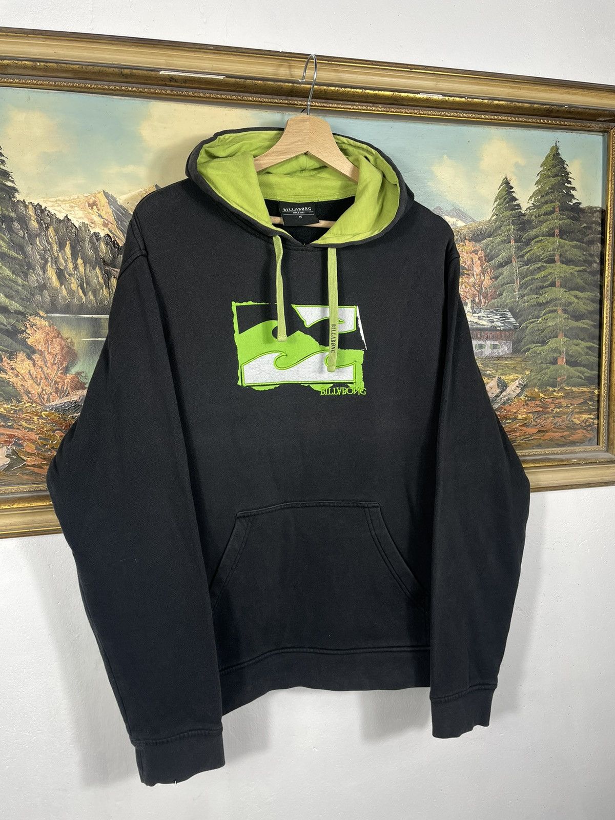 Billabong × Vintage Billabong Washed Black Retro 00s Loose Baggy Oversize Hoodie Size US M / EU 48-50 / 2 - 3 Thumbnail