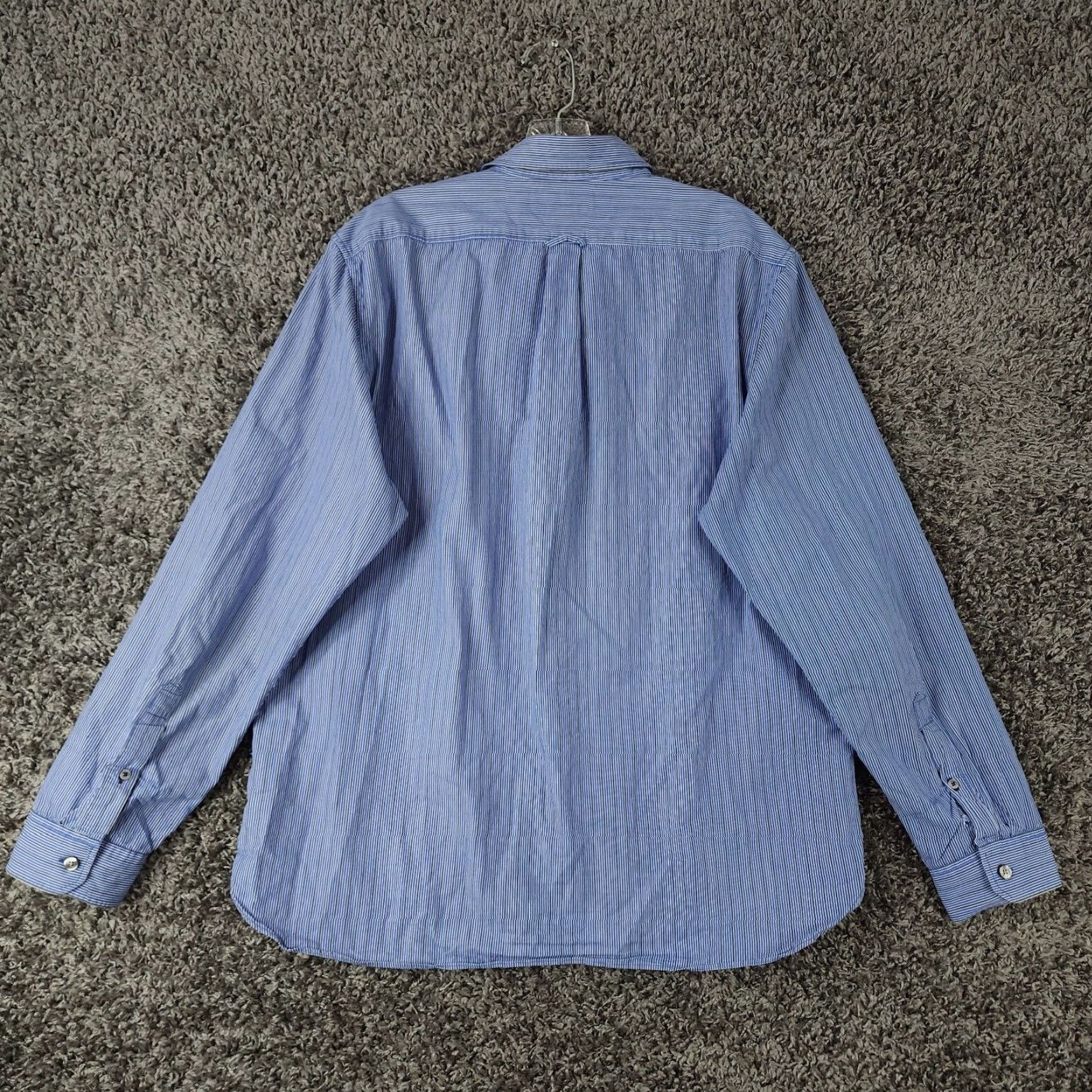 American Eagle Outfitters American Eagle Blue Striped Button Up Long Sleeve Slim Size XL Mens Size US XL / EU 56 / 4 - 5 Thumbnail