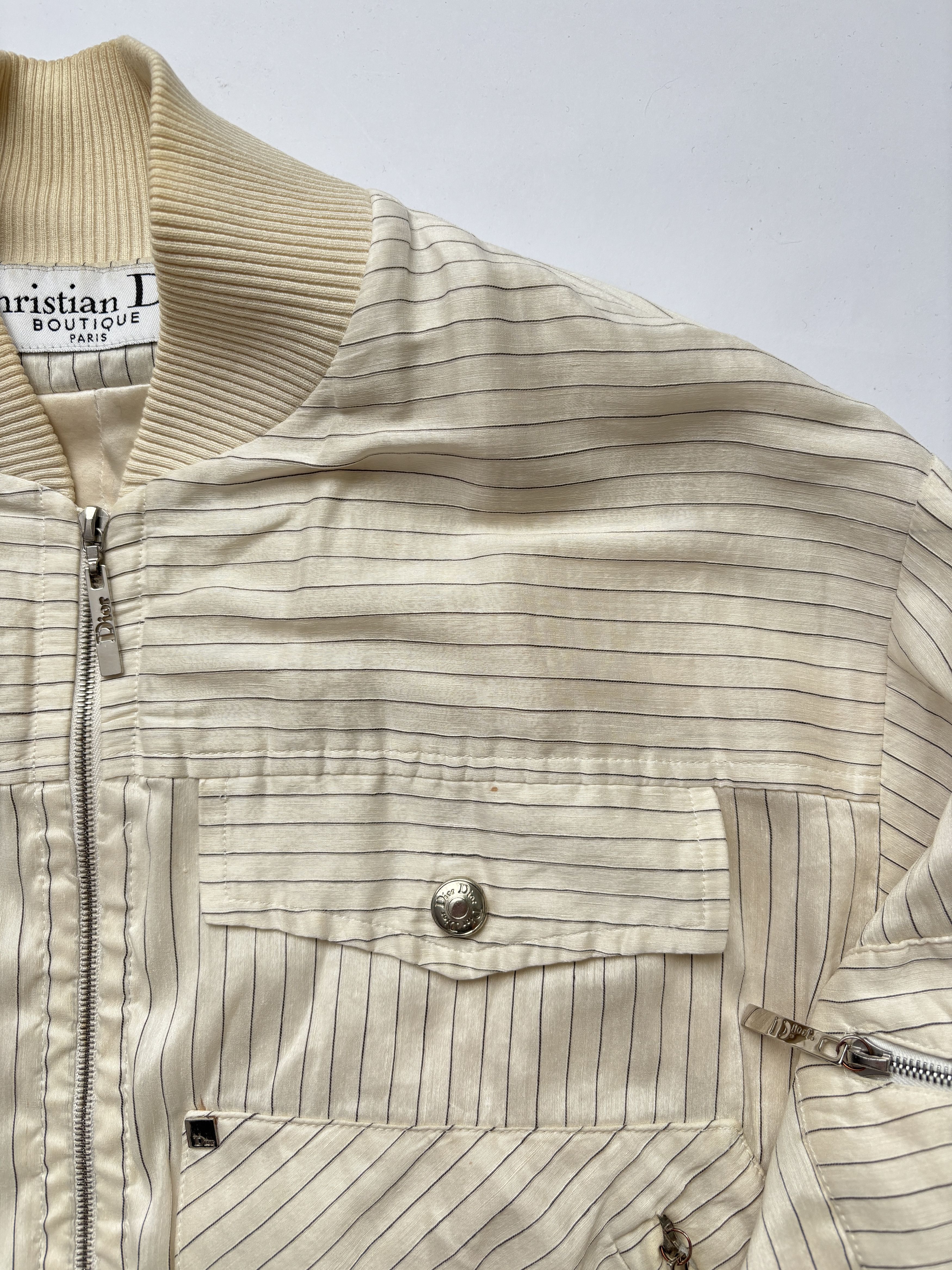 Dior ⚡️QUICK SALE⚡️Dior Cream and Black Pinstriped Bomber Size US S / EU 44-46 / 1 - 9 Thumbnail
