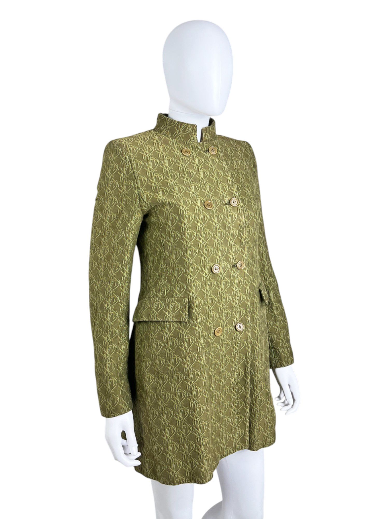 Katharine Hamnett London 1990's Green Cotton Double Breasted Coat Size M / US 6-8 / IT 42-44 - 2 Thumbnail