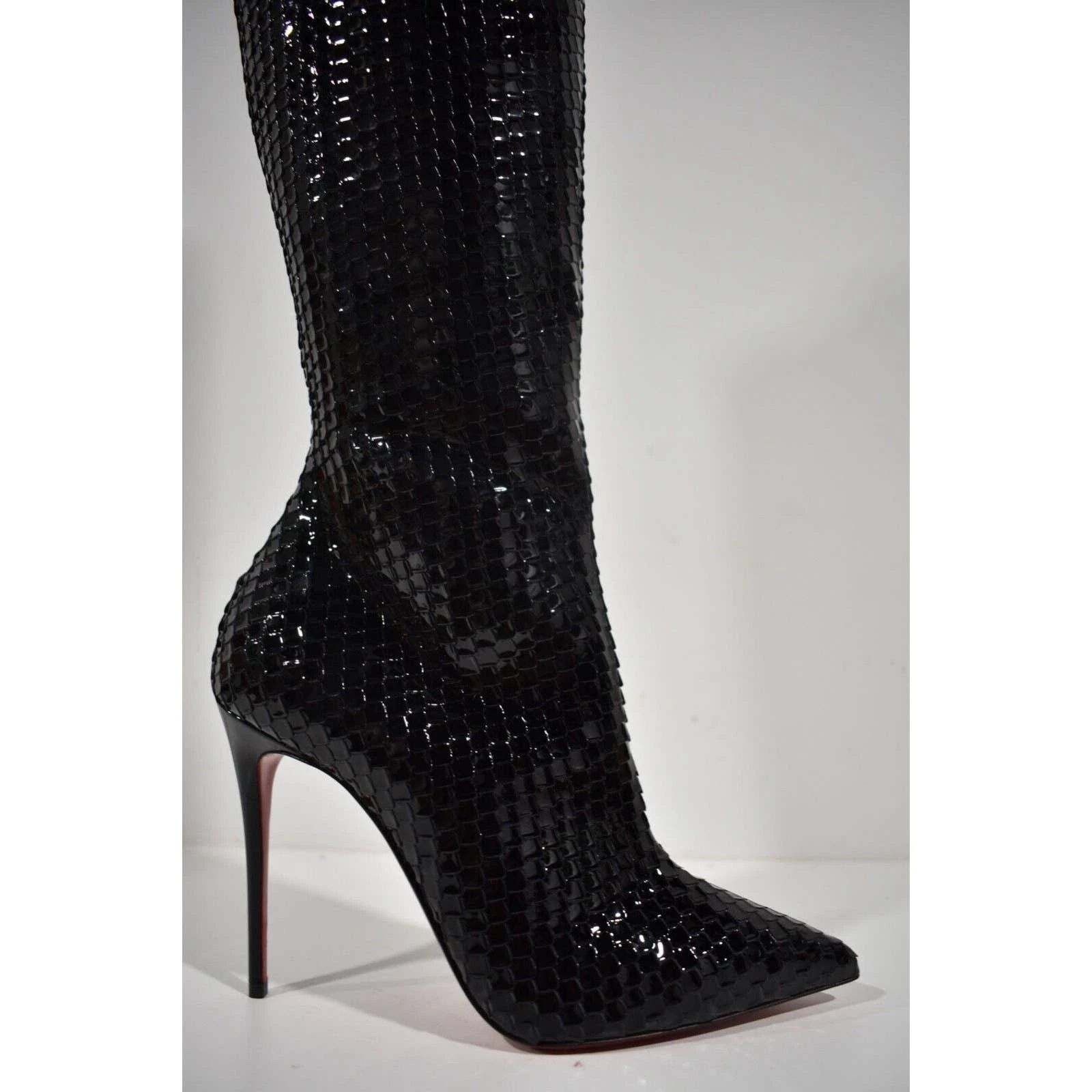 Christian Louboutin Christian Louboutin Alta Botta 100 Black Patent Bird Knee Size US 6 / IT 36 - 5 Thumbnail