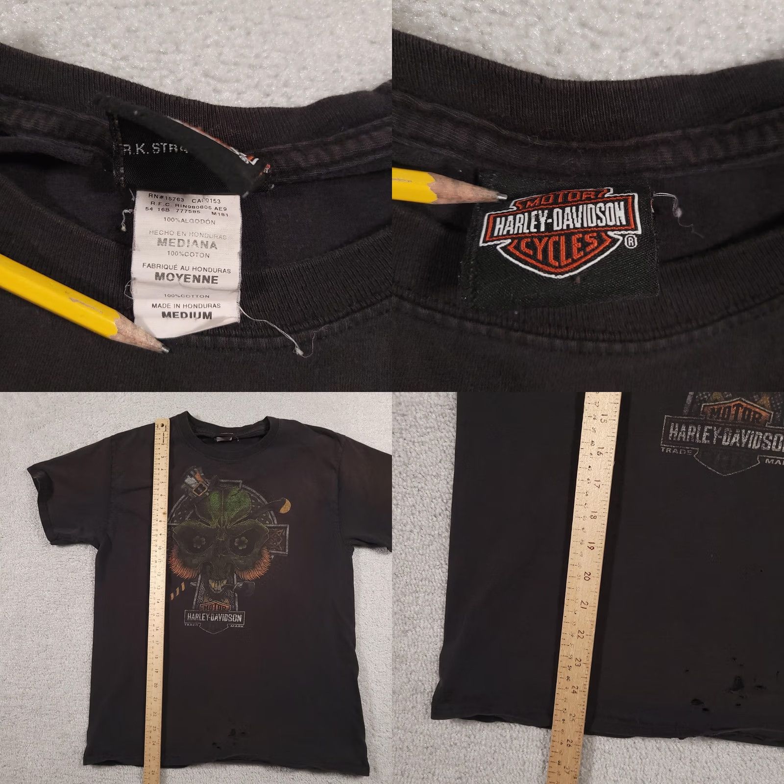 Harley Davidson Harley-Davidson Shirt Mens M Black Irish Skull St Patrick Myrtle Beach 2017 Graphic Print Short Sleeve Crew Neck Black Cotton 2017 Size US M / EU 48-50 / 2 - 9 Thumbnail