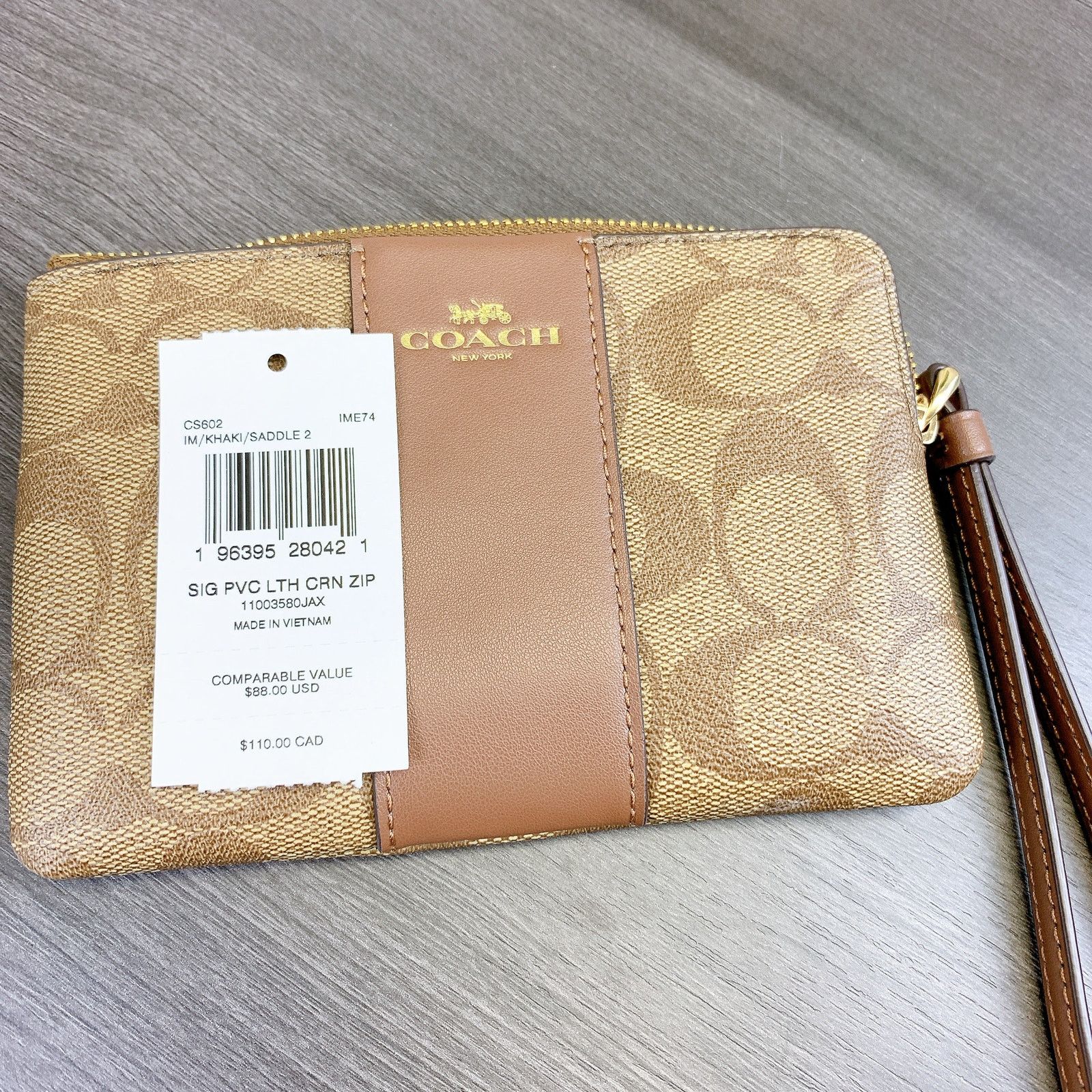 Coach Coach CS602 Corner Zip Wristlet In Signature Canvas Size ONE SIZE - 4 Thumbnail
