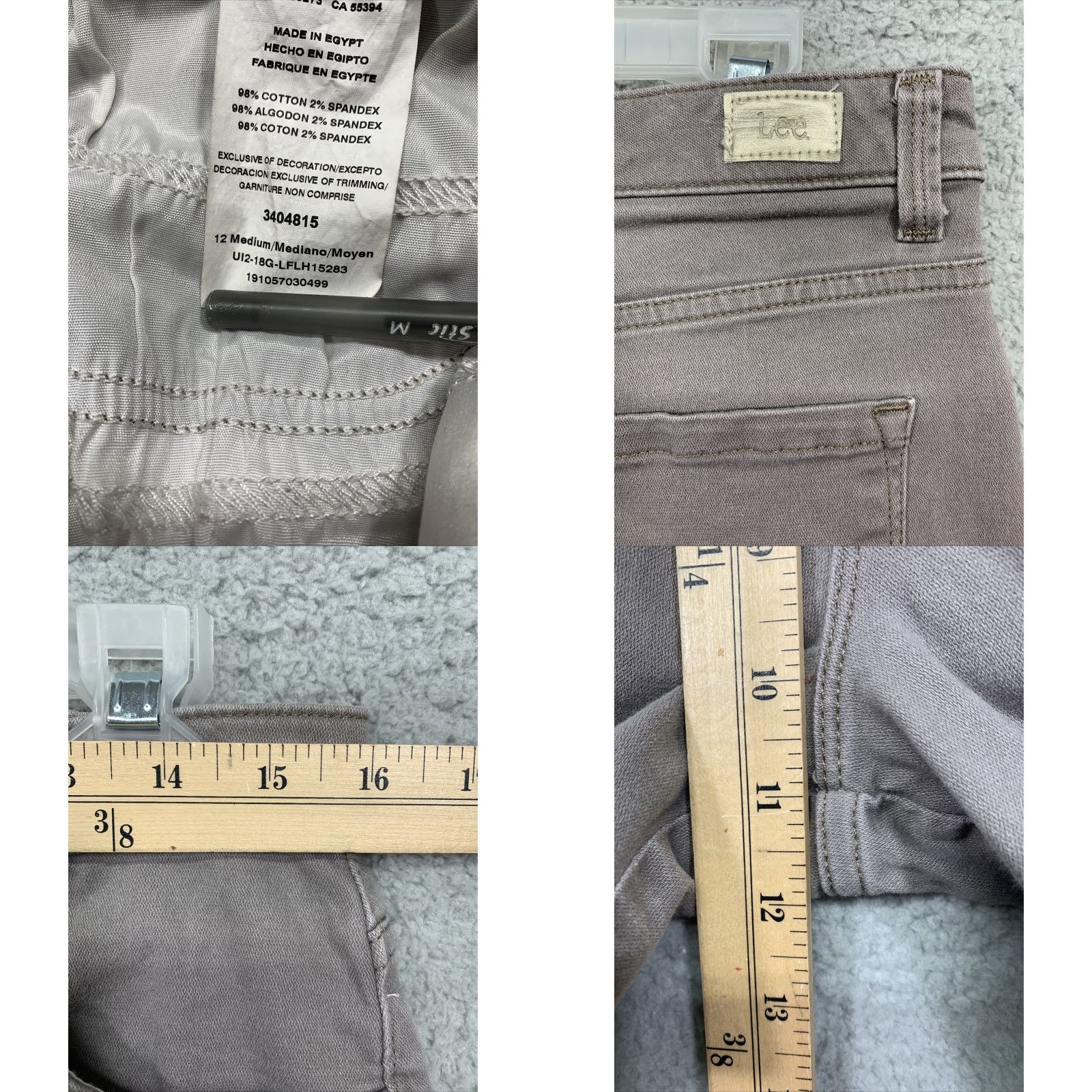 Lee Lee Women's Denim Pants 12M Slim Straight Leg High Rise Light Brown 5-Pocket Jeans Size 34" / US 12 / IT 48 - 8 Thumbnail
