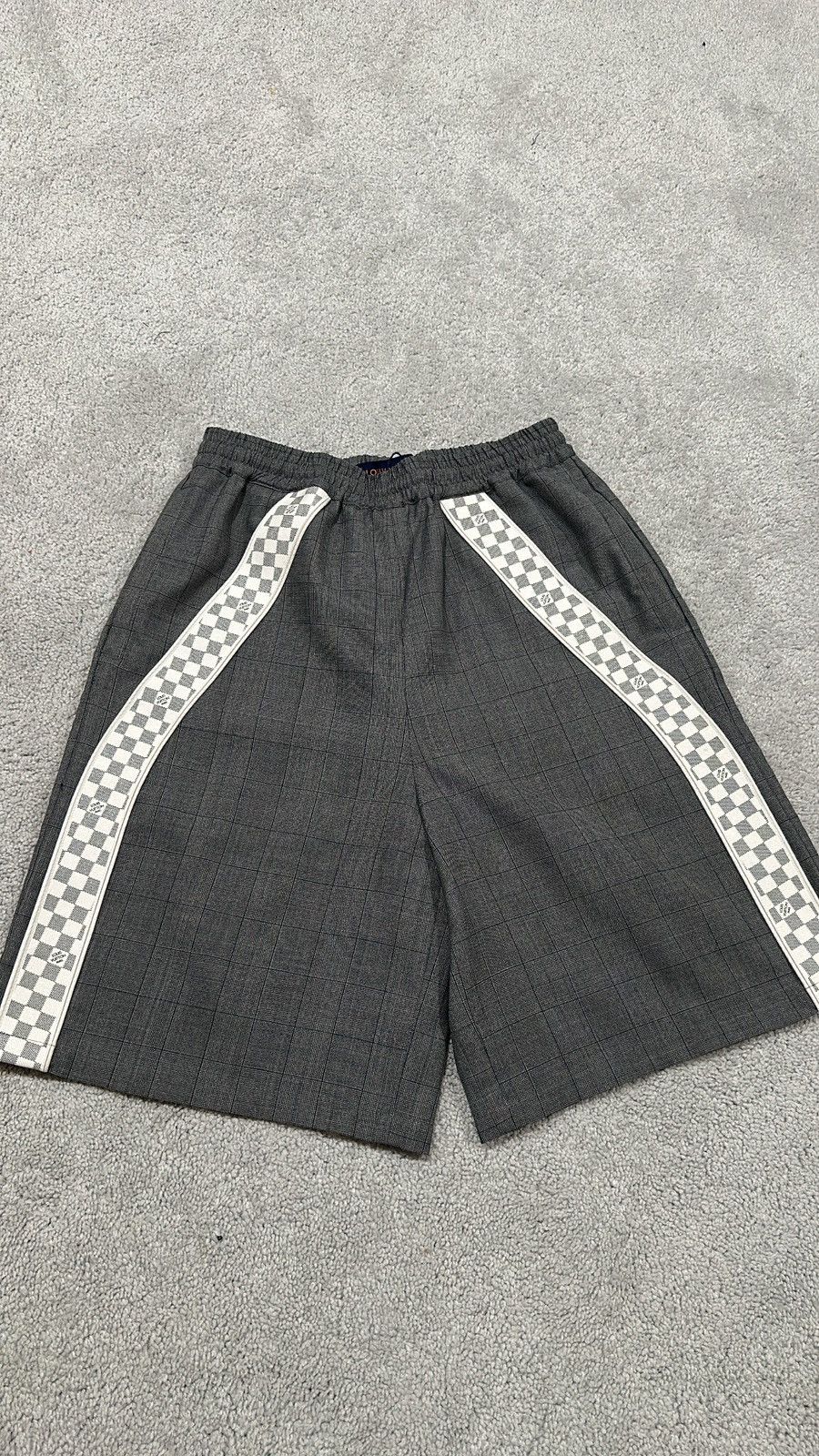 Louis Vuitton Grey Checkered Track Shorts