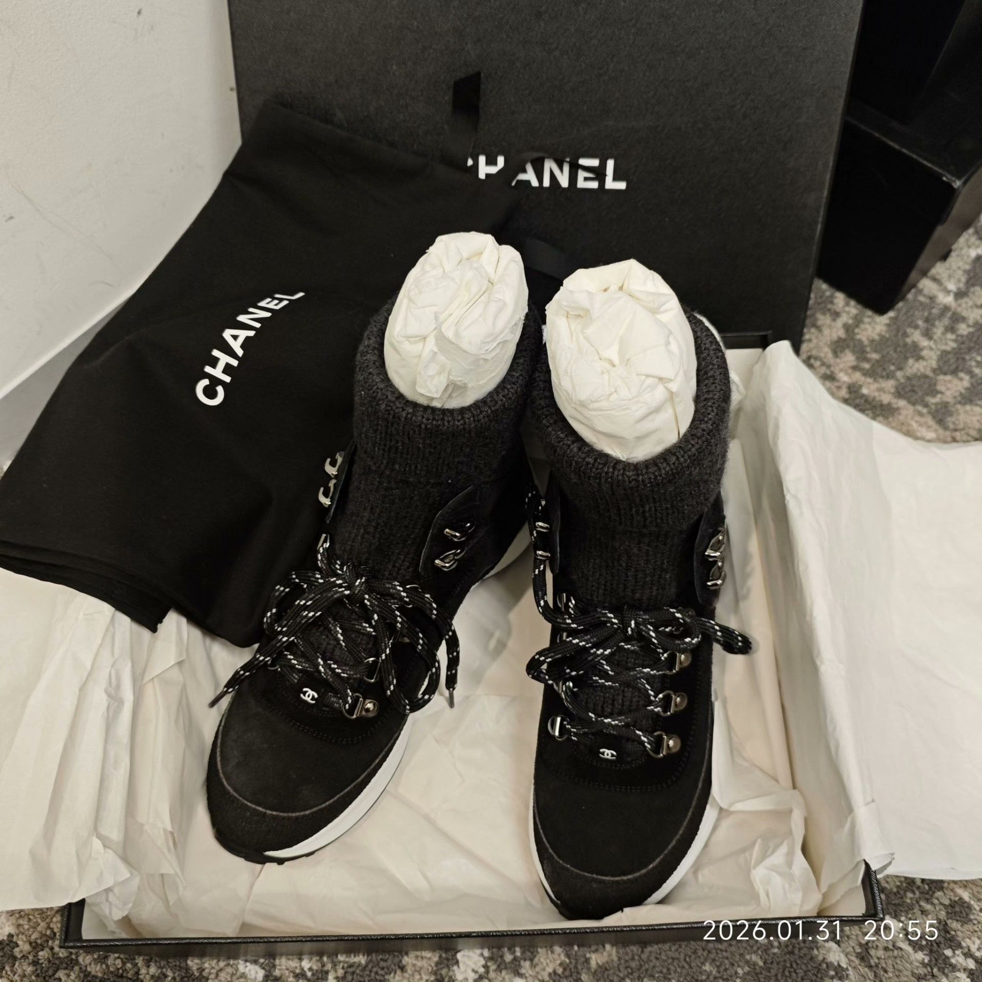 Chanel Chanel Black Hitop Sneakers 38 Women Size US 7.5 / IT 37.5 - 1 Preview