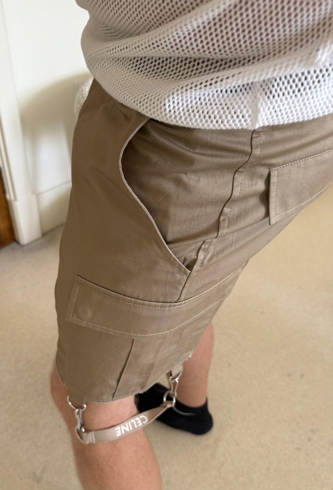 Celine × Hedi Slimane Celine khaki cargo shorts with Celine logo strap 48 Hedi Size US 32 / EU 48 - 8 Thumbnail