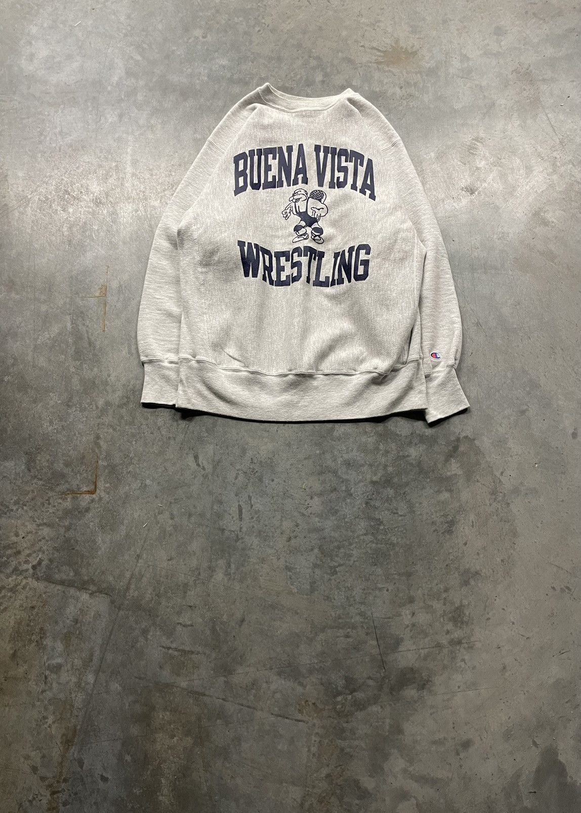 image of Champion Buena Vista Wrestle Reverse Weave Crewneck in Grey, Men's (Size XL)