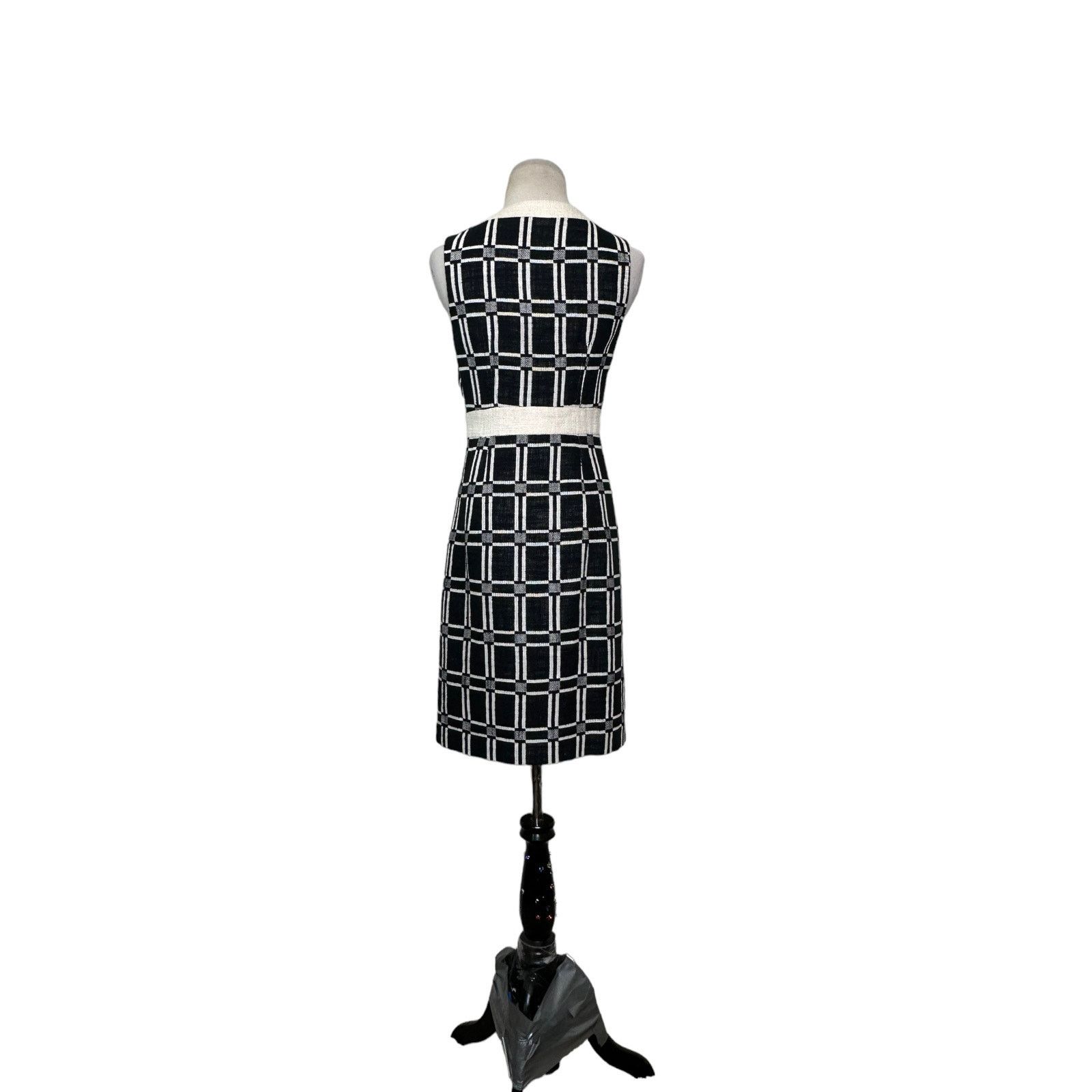 MILLY Milly black cream canvas party sheath dress size 0 Size XS / US 0-2 / IT 36-38 - 15 Thumbnail