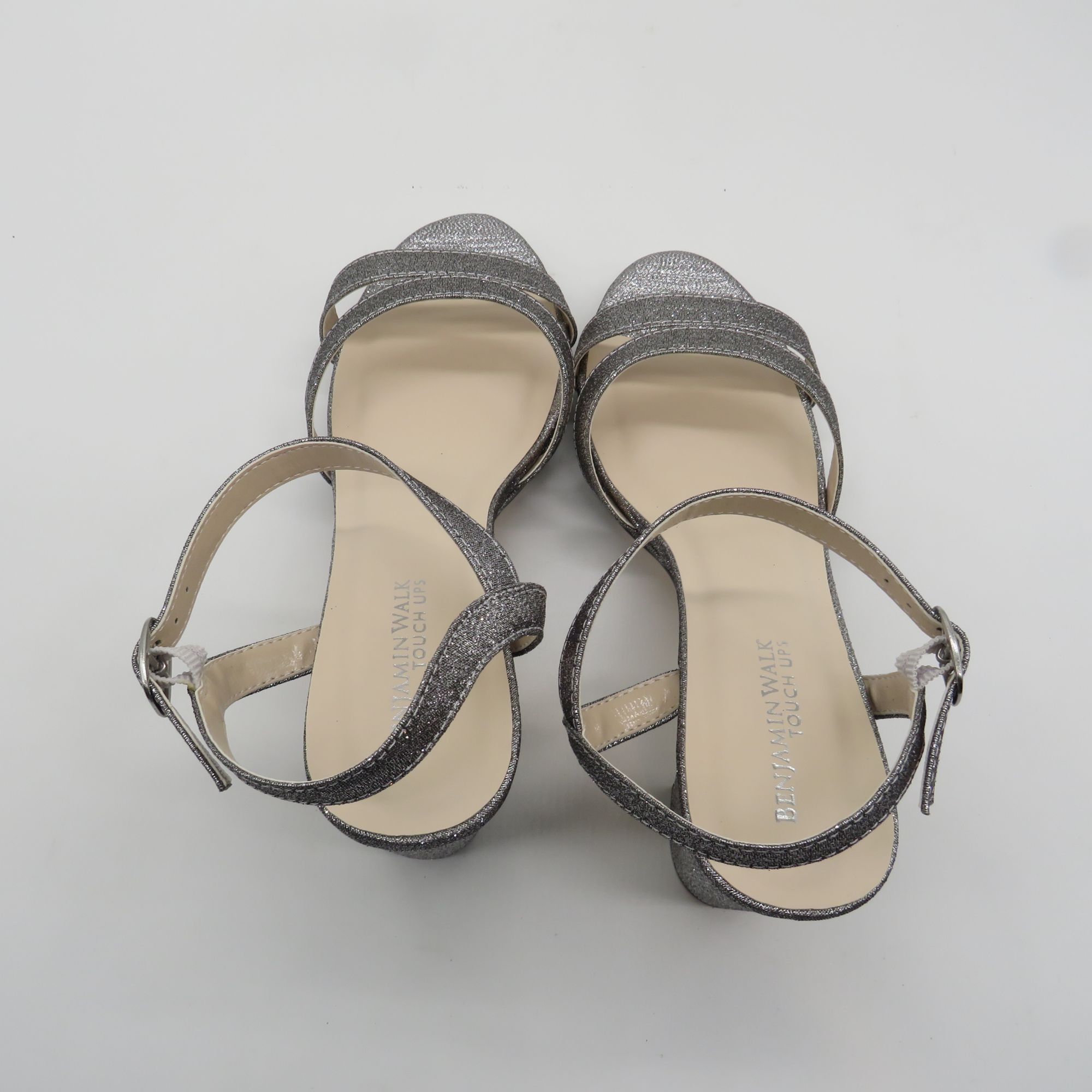 Other Benjamin Walk Silver Glitter Block Heel Sandals Ankle Strap Size US 8 / IT 38 - 6 Thumbnail