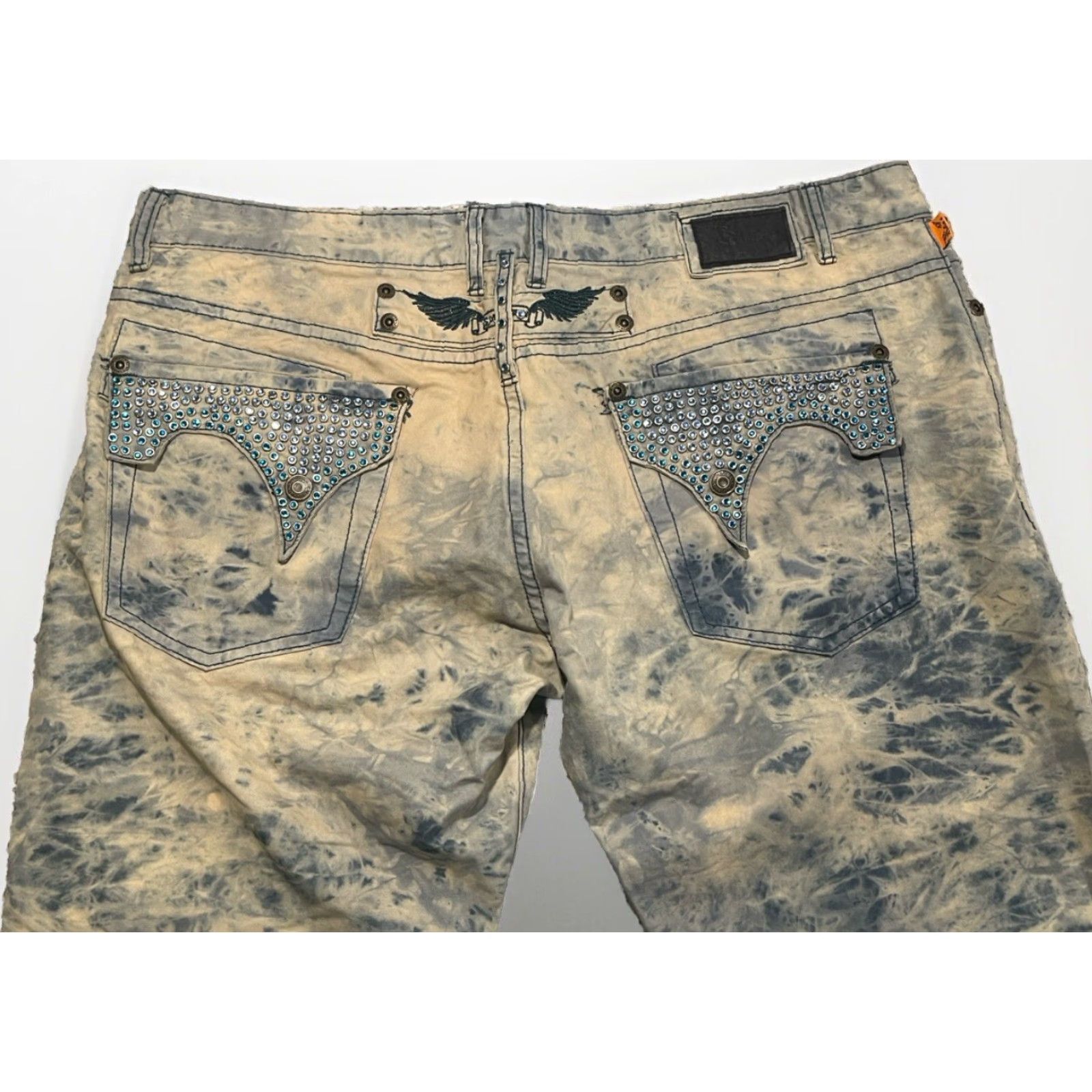 Vintage VINTAGE Robin's Jean Men's Jeans 40x31.5 Acid Washed 5-Pocket Straight Fit Cotton Denim Blue Distressed Size US 40 / EU 56 - 5 Thumbnail