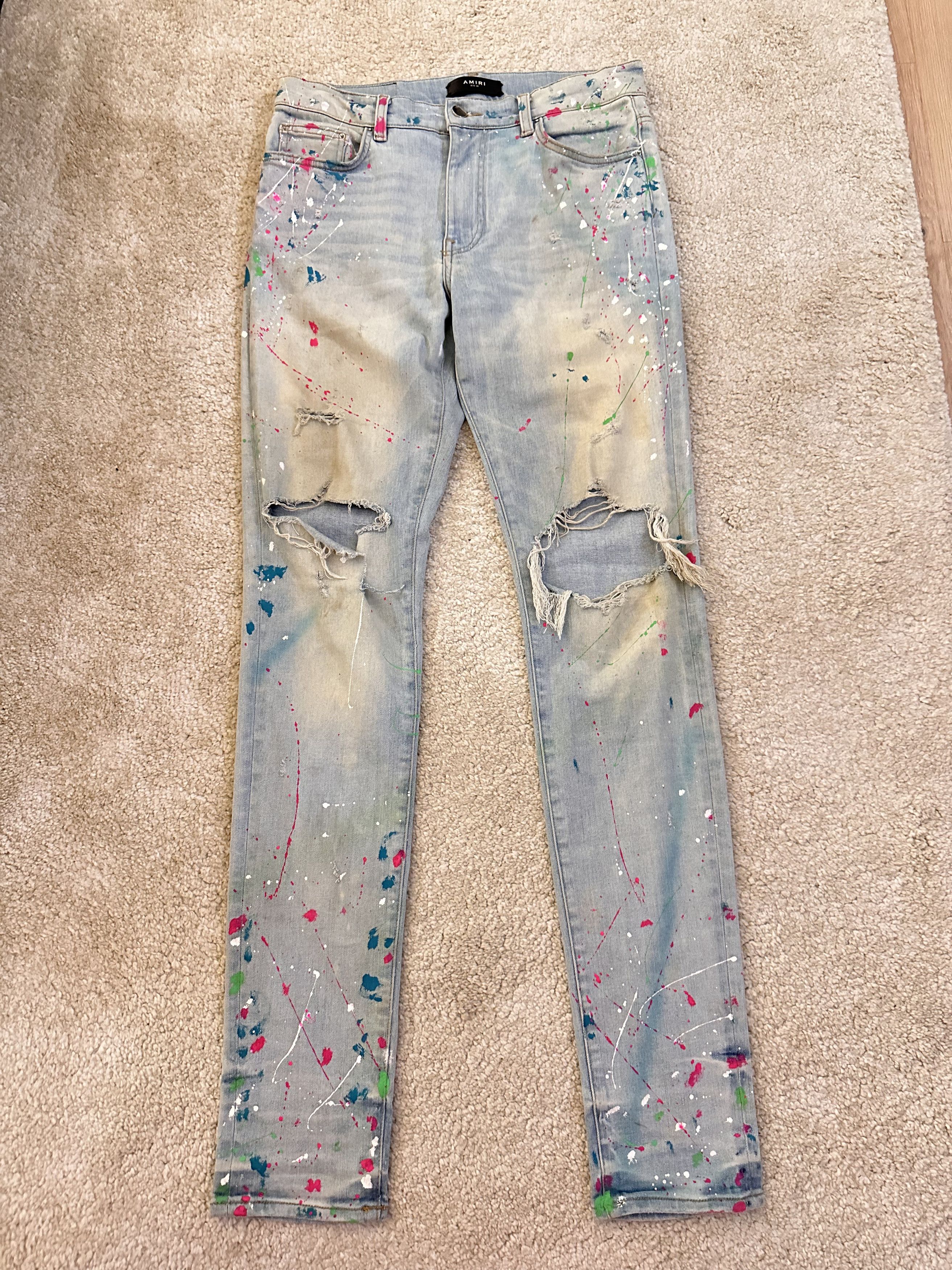 image of Amiri Rainbow Stain in Blue, Men's (Size 32)