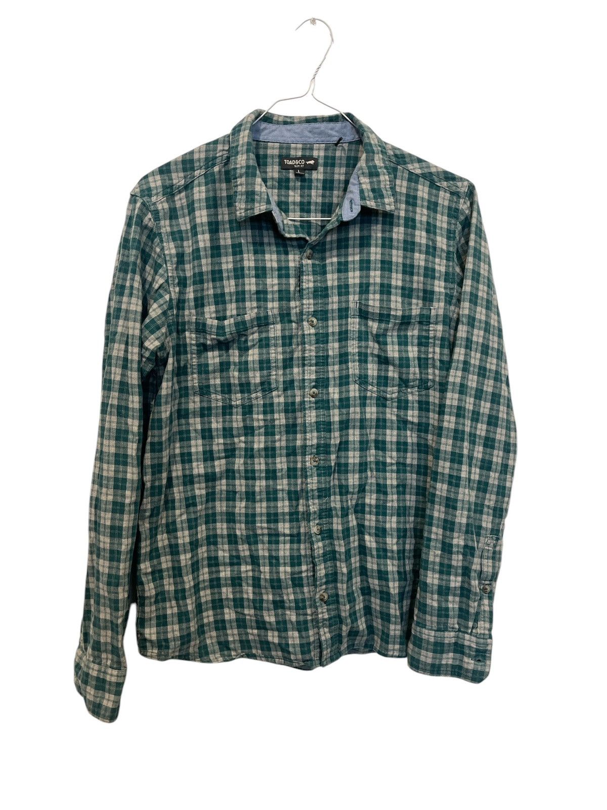 Toad&Co Toad & Co Men's Large Slim Fit Long Sleeve Green Plaid Size US L / EU 52-54 / 3 - 1 Thumbnail