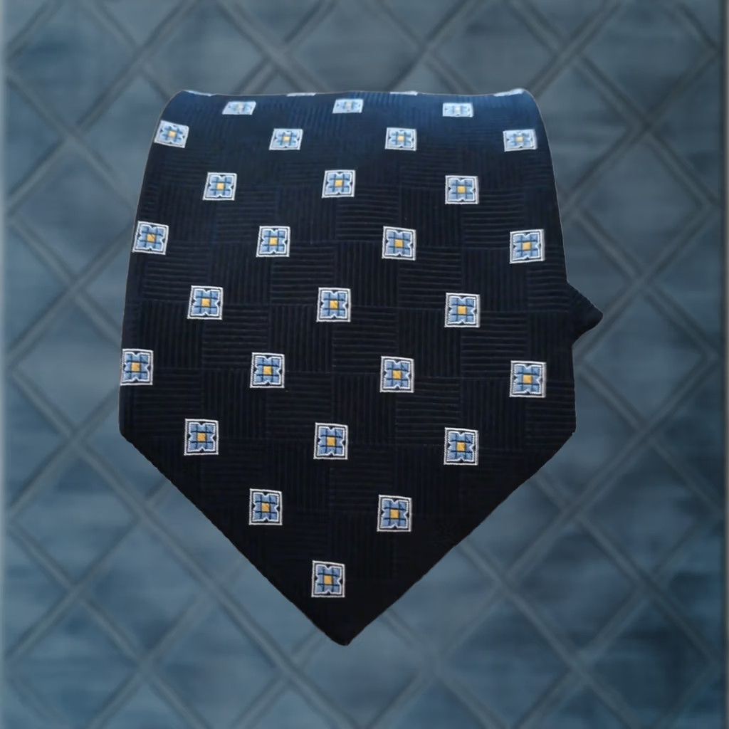 Jos. A. Bank Jos A Bank Tie Navy Blue Geometric Silk USA 59" One Size Men Tie Classic 57"-60" Pointed Blue Size ONE SIZE - 1 Thumbnail