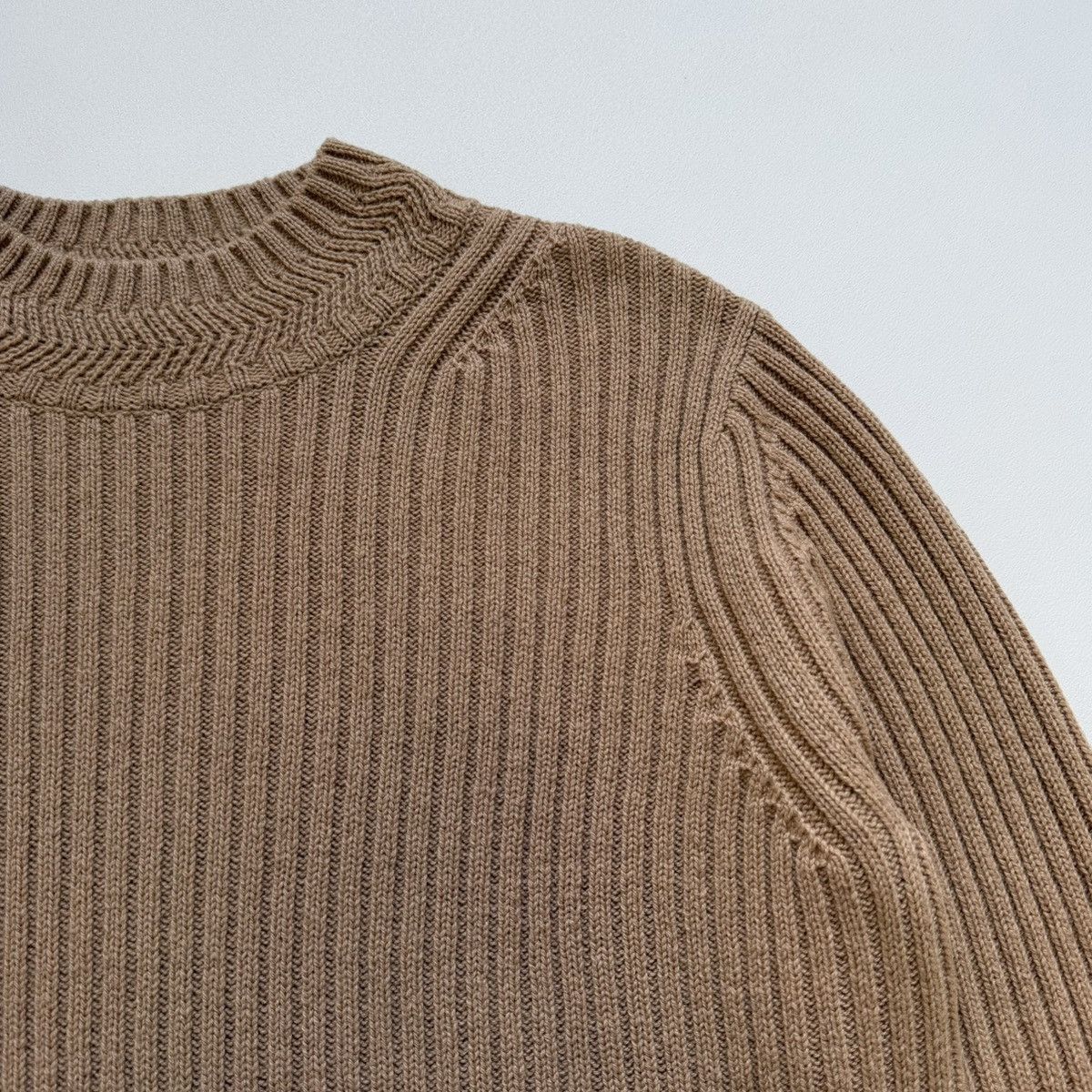 Dries Van Noten Camel Ribbed Knit Boxy Wool Sweater Size US M / EU 48-50 / 2 - 7 Thumbnail