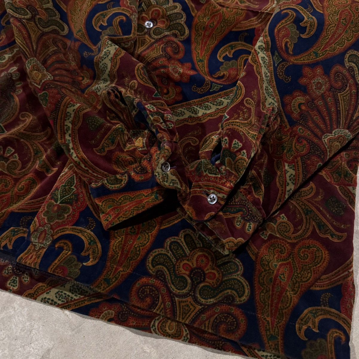 Polo Ralph Lauren Vtg 1990s Polo Ralph Lauren Velvet Paisley Button Up Shirt Size US L / EU 52-54 / 3 - 7 Thumbnail