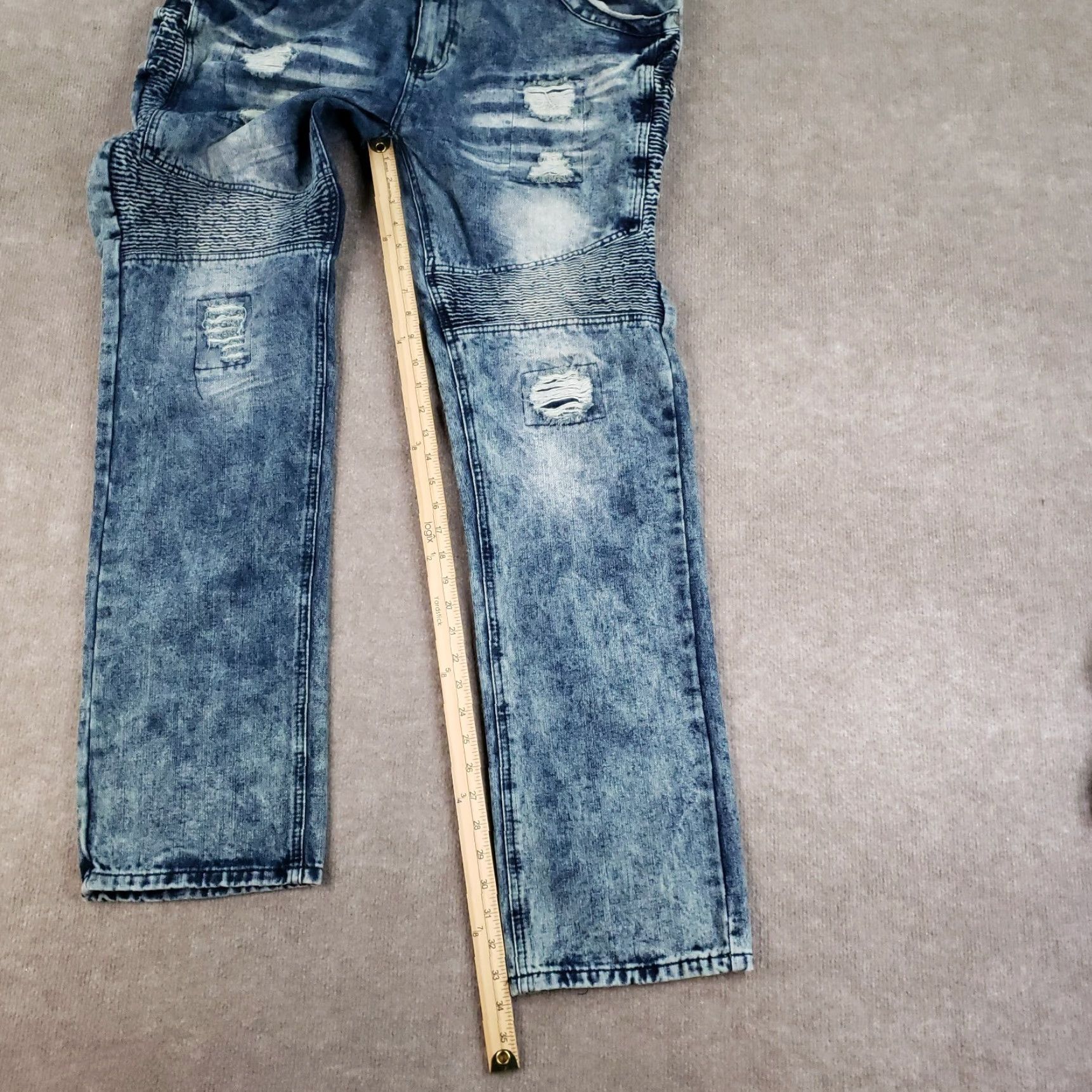 Denime Blue Cult Jeans Mens 42x34 Blue Slim Straight Denim Moto Outdoors Casual Size US 34 / EU 50 - 2 Thumbnail