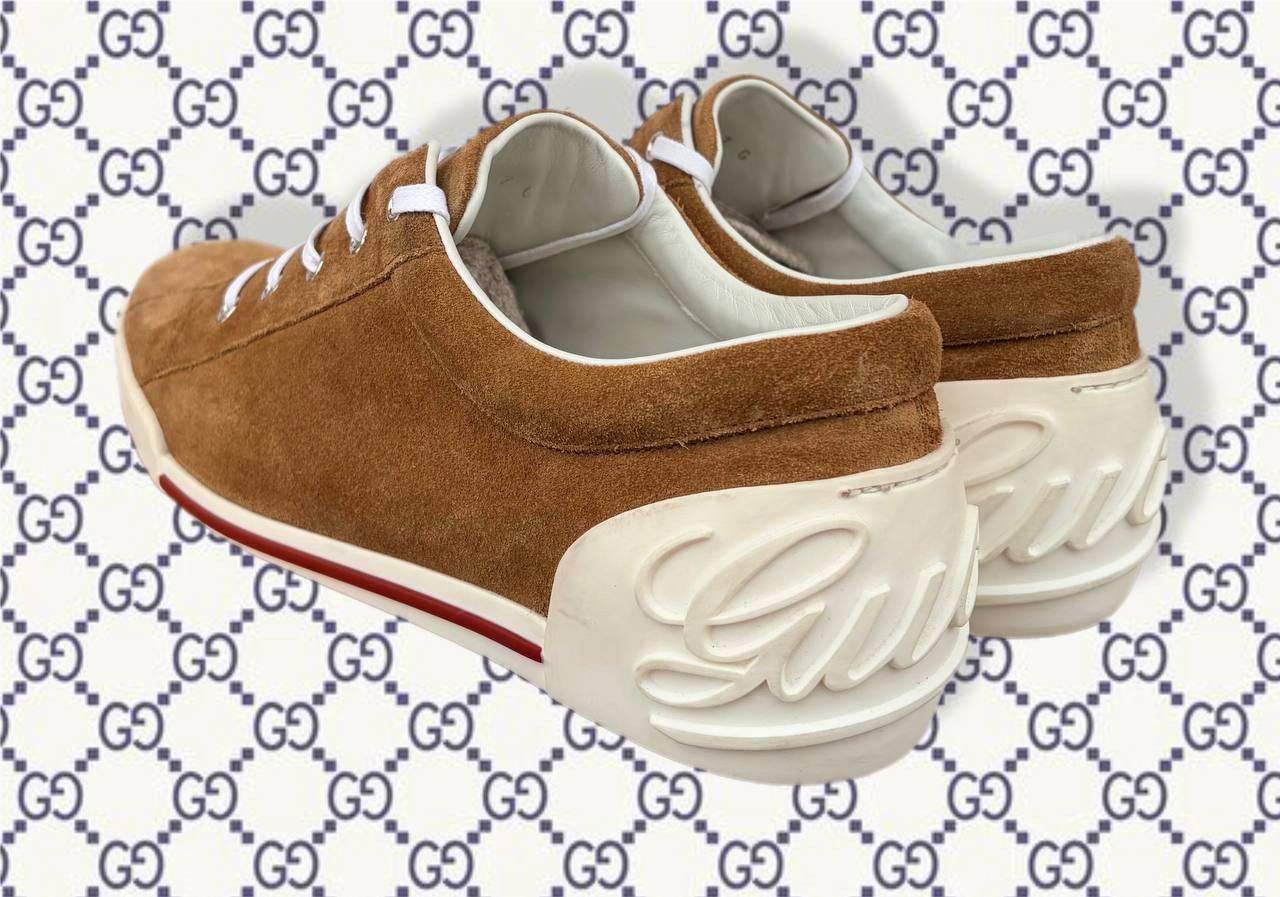 Gucci Gucci Script Logo Shoes Men's Size 41 Brown Suede Sneakers Size US 8 / EU 41 - 3 Thumbnail