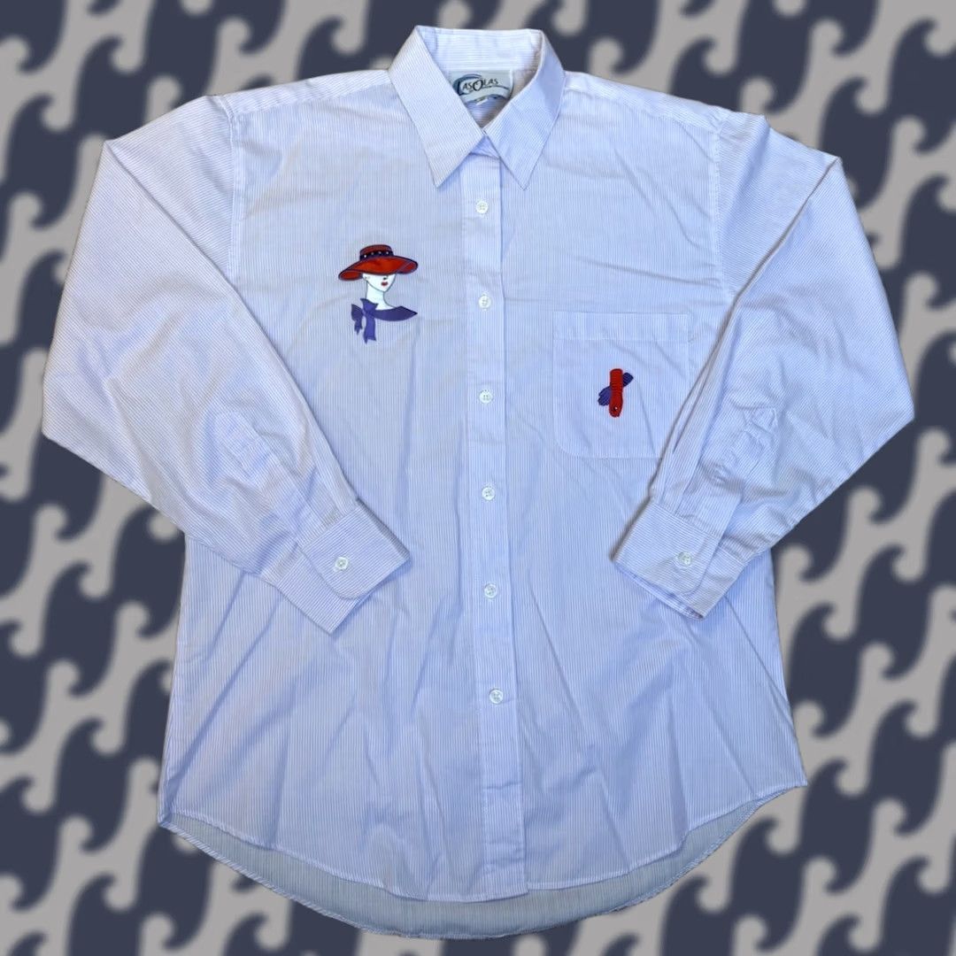 Vintage VINTAGE Las Olas Women's Button-Down Embroidered Long Sleeve Shirt M Blue/Purple Size M / US 6-8 / IT 42-44 - 1 Thumbnail